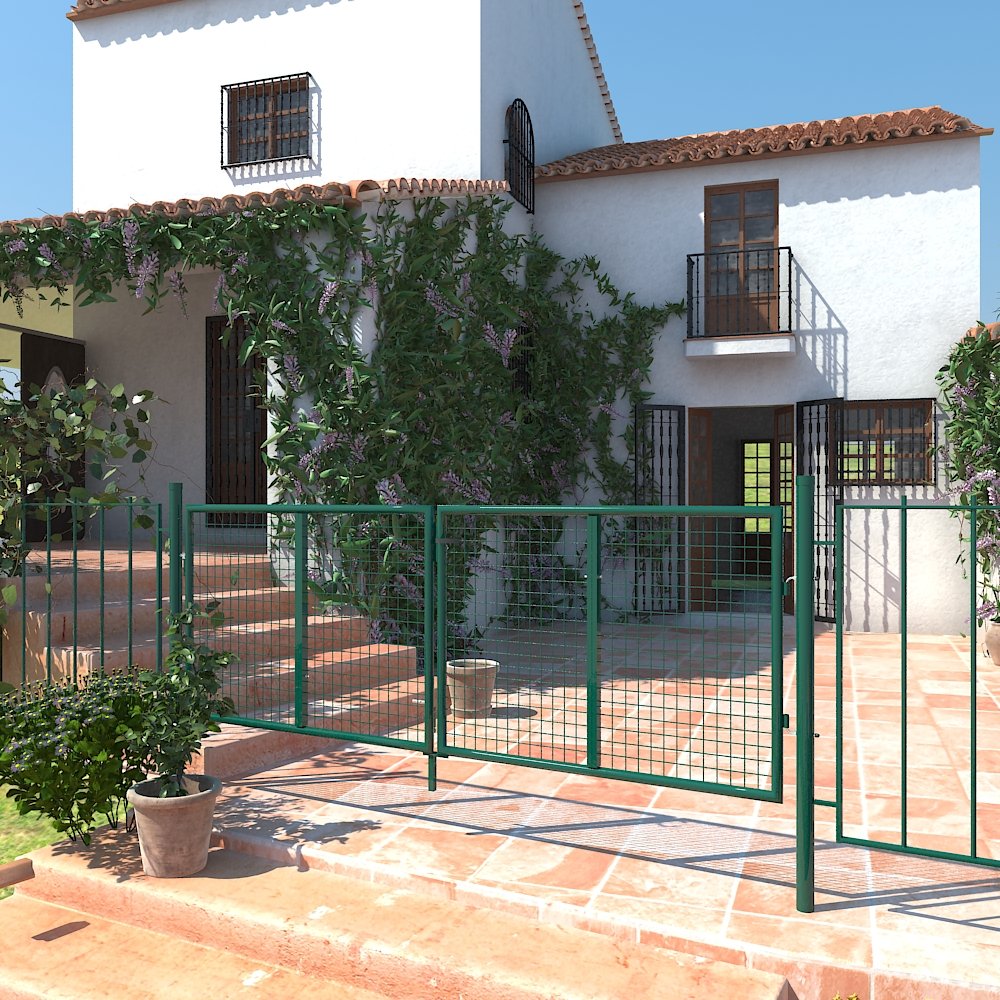 SONGMICS Puerta de Jardín, Puerta de Valla, Puerta de Jardín, con Cerradura y 3 Llaves, 310 x 90 cm (Largo x Alto), Verde GGD300G