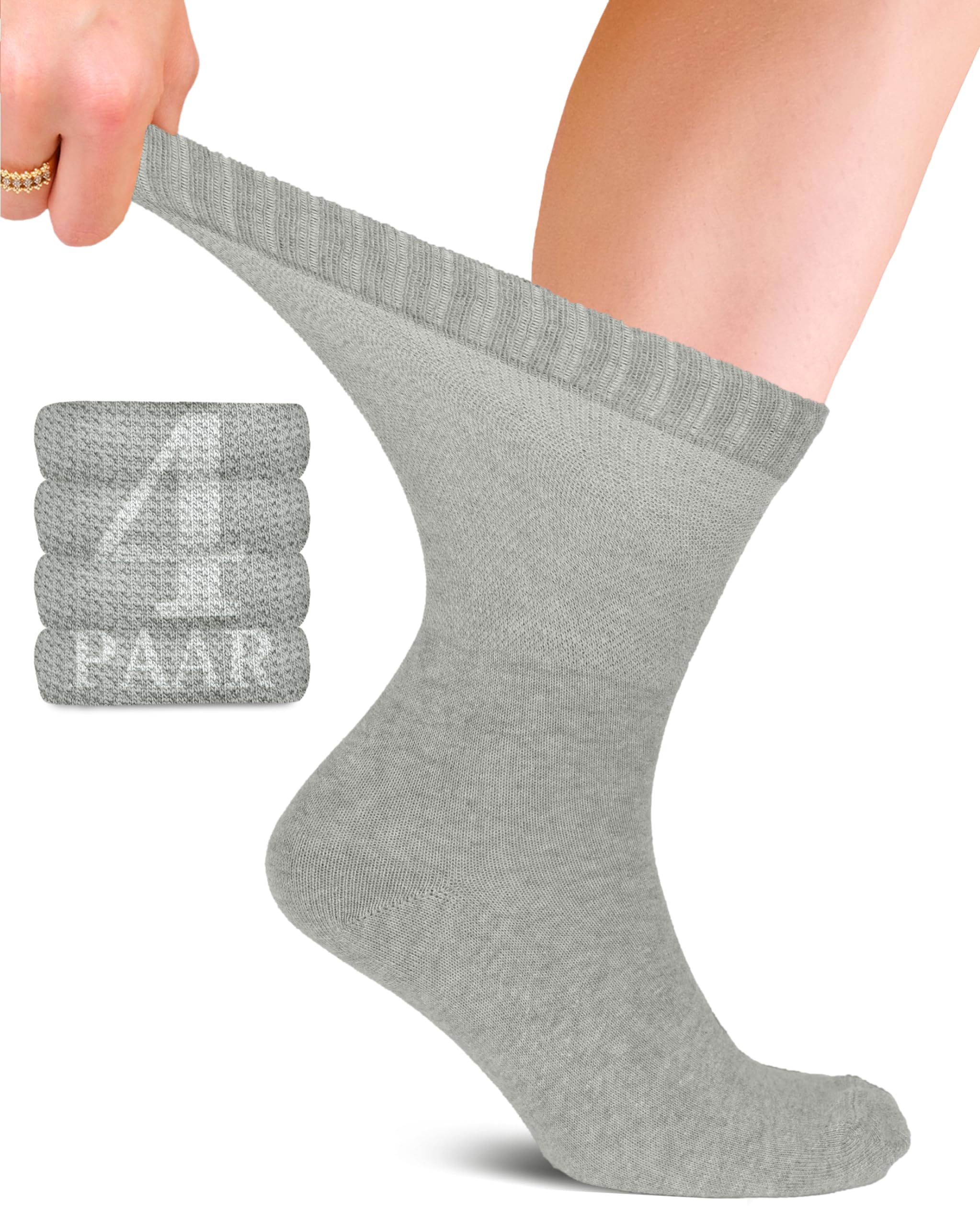 Fiera Besa Diabetiker Unisex Baumwollsocken mit Komfortbund: Nahtlos für Alltags- und Businessgebrauch; Ideal für Herren und Damen; 4 Paar
