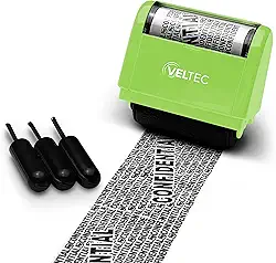 Carimbo de rolo de proteção contra roubo de identidade – Carimbo de rolo confidencial – Carimbo de proteção contra roubo de dados – Carimbo de proteção de segurança e privacidade – 3 refis de tinta (verde)