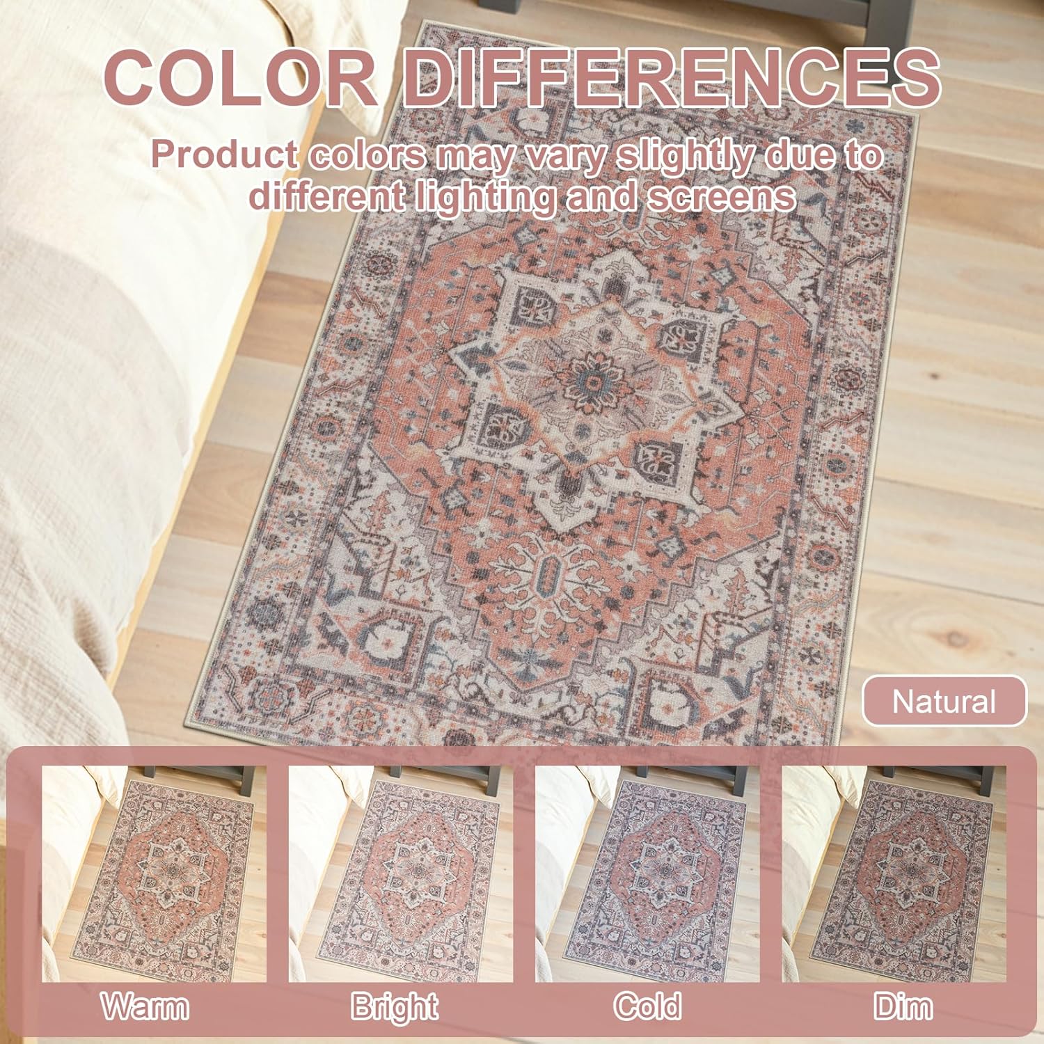 Collive Washable 2x3 Small Rug, Non Slip Retro Door Mat Indoor Entrance, Quick Absorbent Floor Welcome Front Indoor Door Mat, Rugs for Entrayway Doormats for Kitchen Home Patio