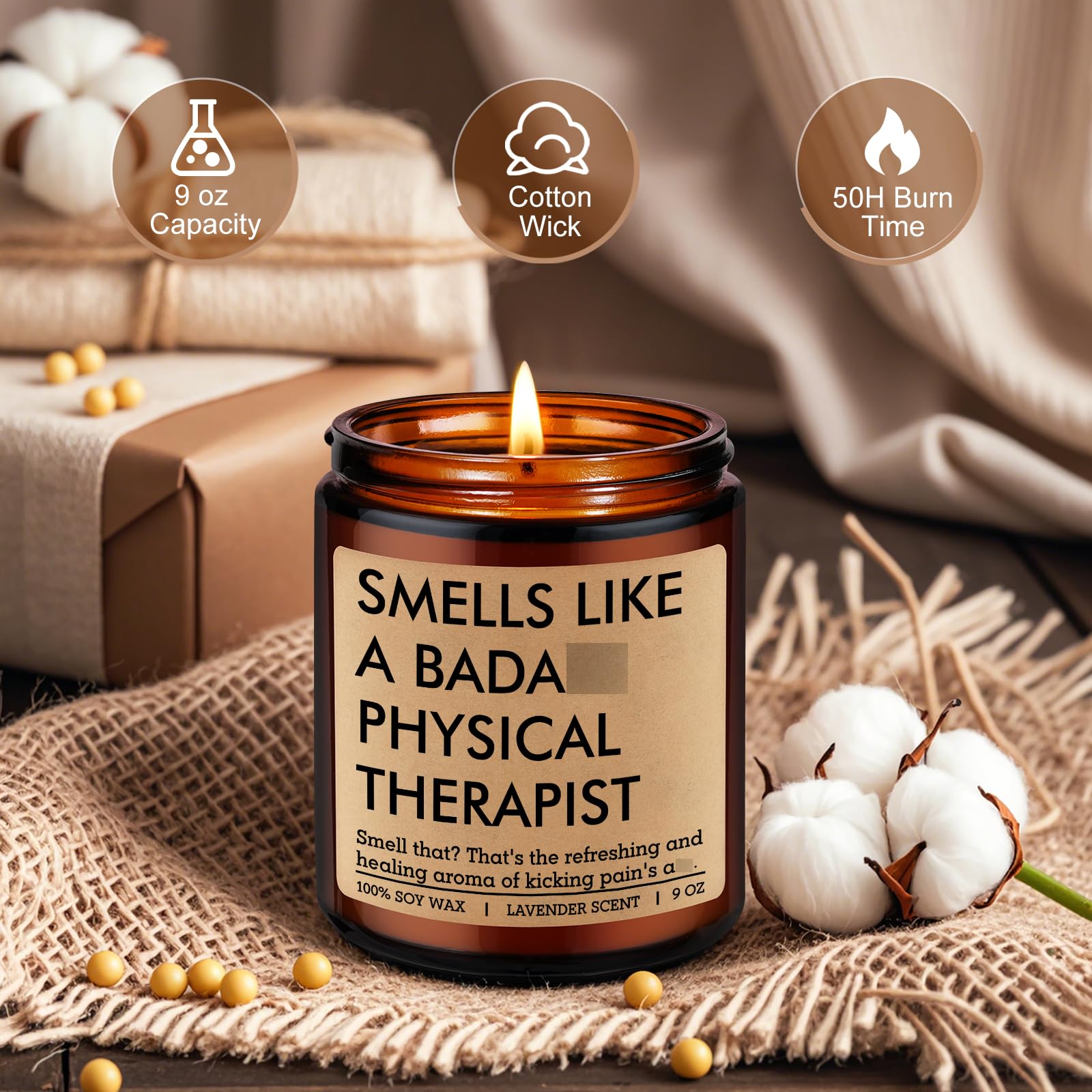 LEADO Candle, Physical Therapist Gifts - PT Month, Physical Therapy Gifts for Women, Men - Cool Fathers Day, Thank You, Appreciation, Graduation Present for PTs Therapists, PT School Graduate, Student