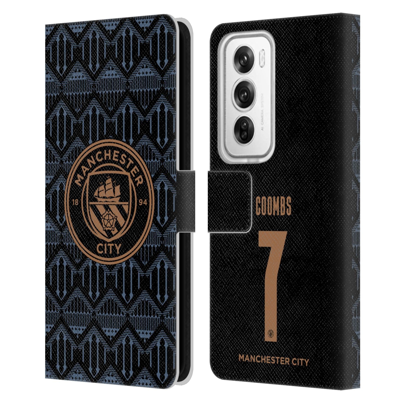 Head Case Designs Officially Licensed Manchester City Man City FC Laura Coombs 2020/21 Women's Away Kit Group 2 Leather Wallet Case Compatible with Oppo Reno12 Pro 5G