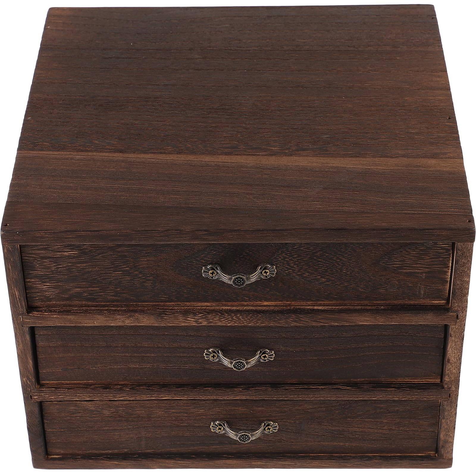 jojofuny Schreibtisch Organizer Holz mit Schublade 3 Stöckige Aufbewahrungsbox 23X23X17cm Vintage Kommode für Büro und Wohnzimmer Praktische Lösung für Schmuck und Geschenkaufbewahrung