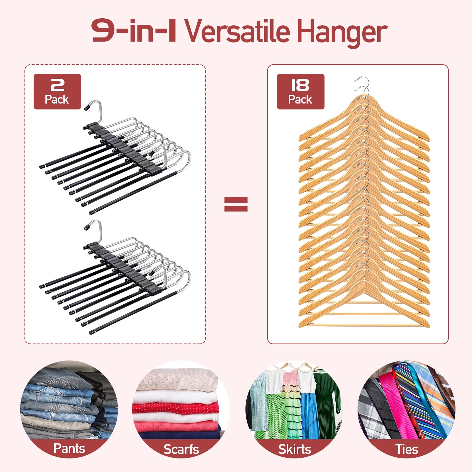 Grucce Pantaloni 9 In 1 - 2 Pezzi In Acciaio Inossidabile, Salvaspazio - Foto 6