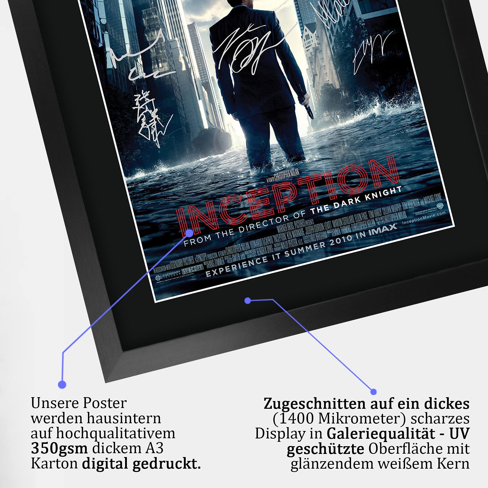 HWC Trading Inception A3 Gerahmte Signiert Gedruckt Autogramme Bild Druck-Fotoanzeige Geschenk Für Leo Dicaprio Filmfans