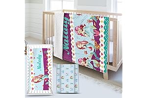 Mermaid Princesses Swim Through the Dreamy Waves Custom Baby Crib Bedding Set
