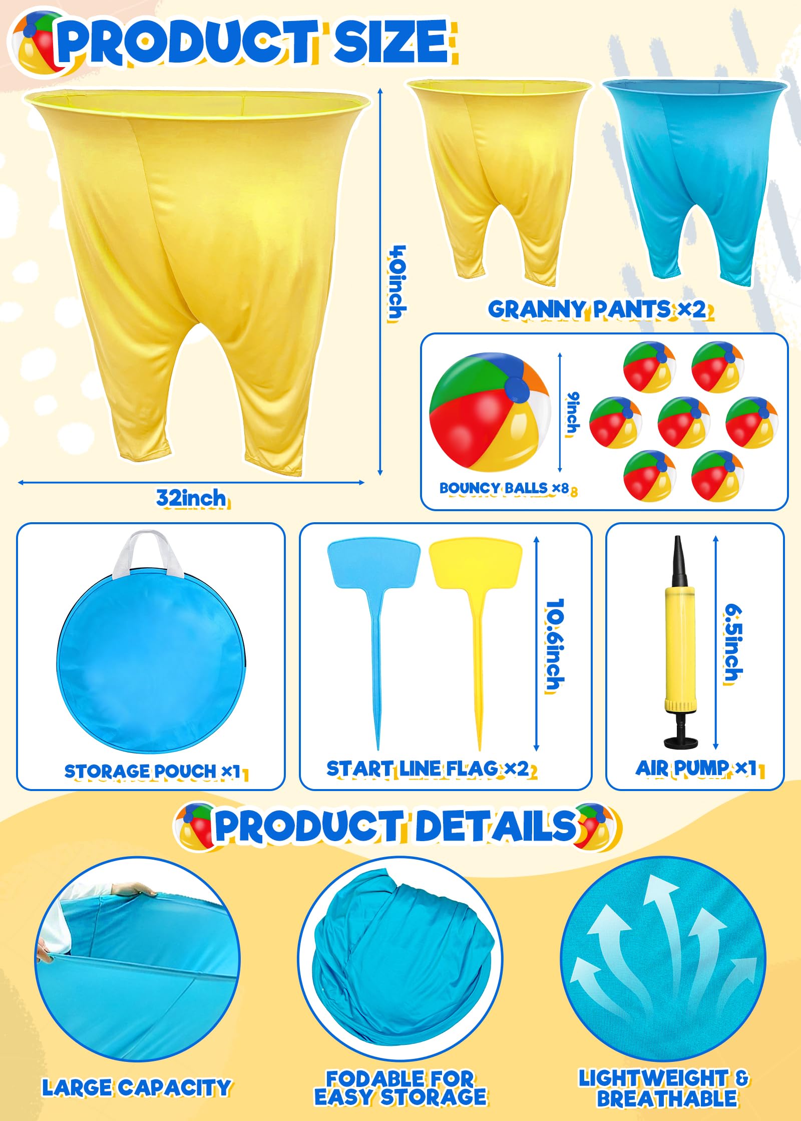 Amazon.com : Granny Pants Yard Game, Oversized Blue & Yellow Pants
