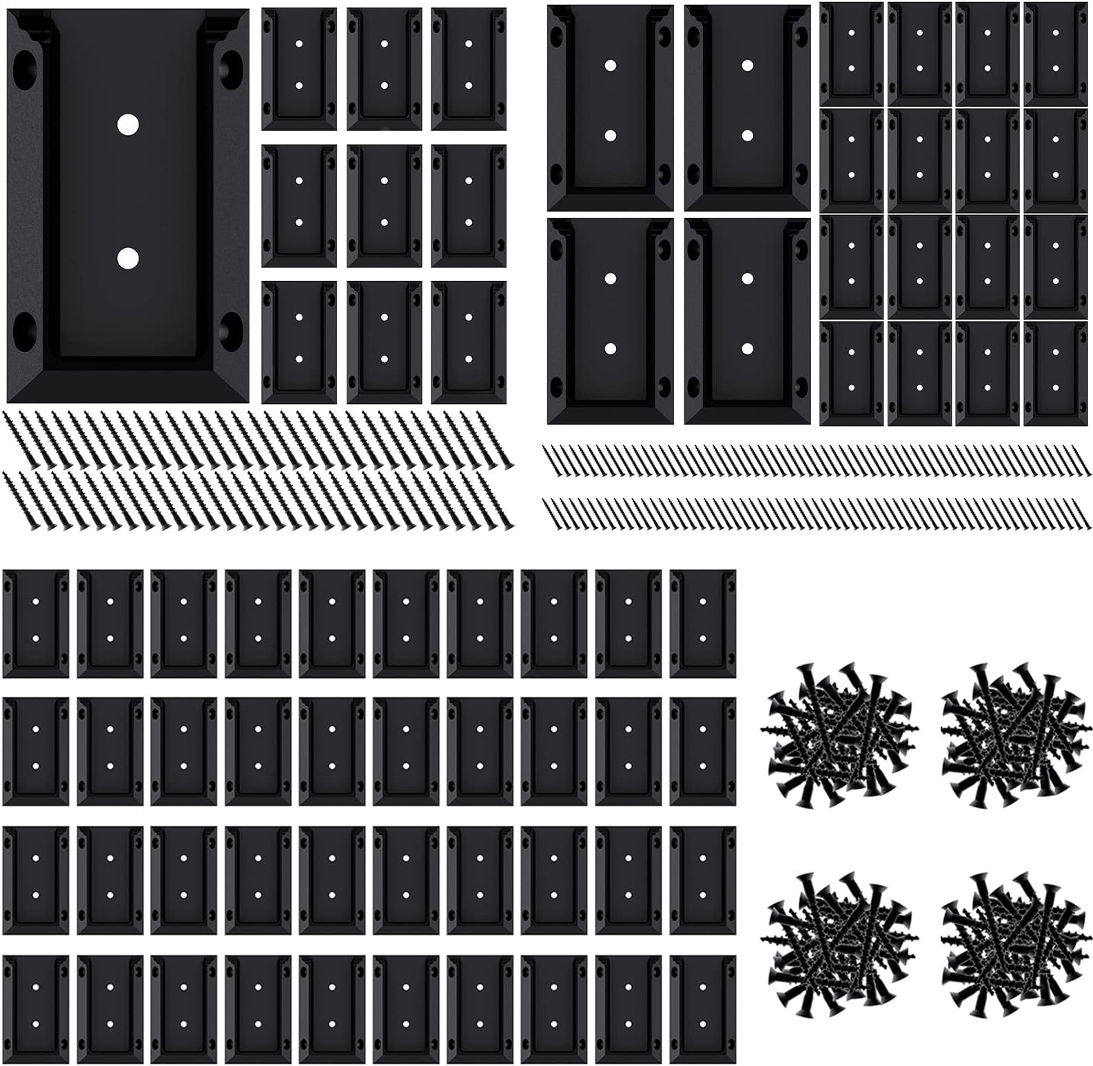 GoovillaDeck Railing Bracket Connectors 70 PCS, 2x4 Brackets for Railing Wood Lumber Post, Sturdy Nylon Deck Rail Bracket with 420 PCS Coating Screws for Wooden Stair Fence Railings Handrail, Black