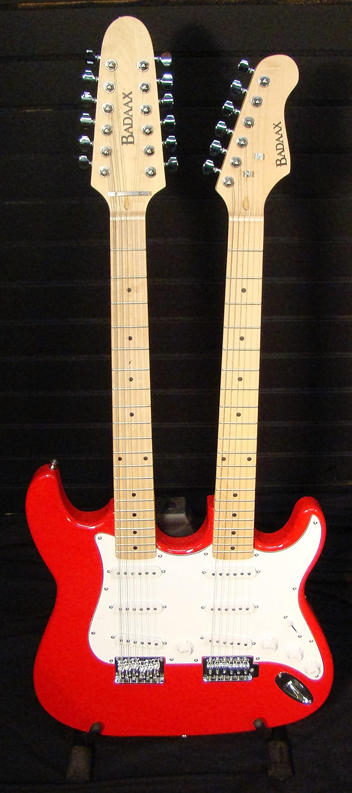 Double Neck Double Cut-Away Style Electric Guitar - Red