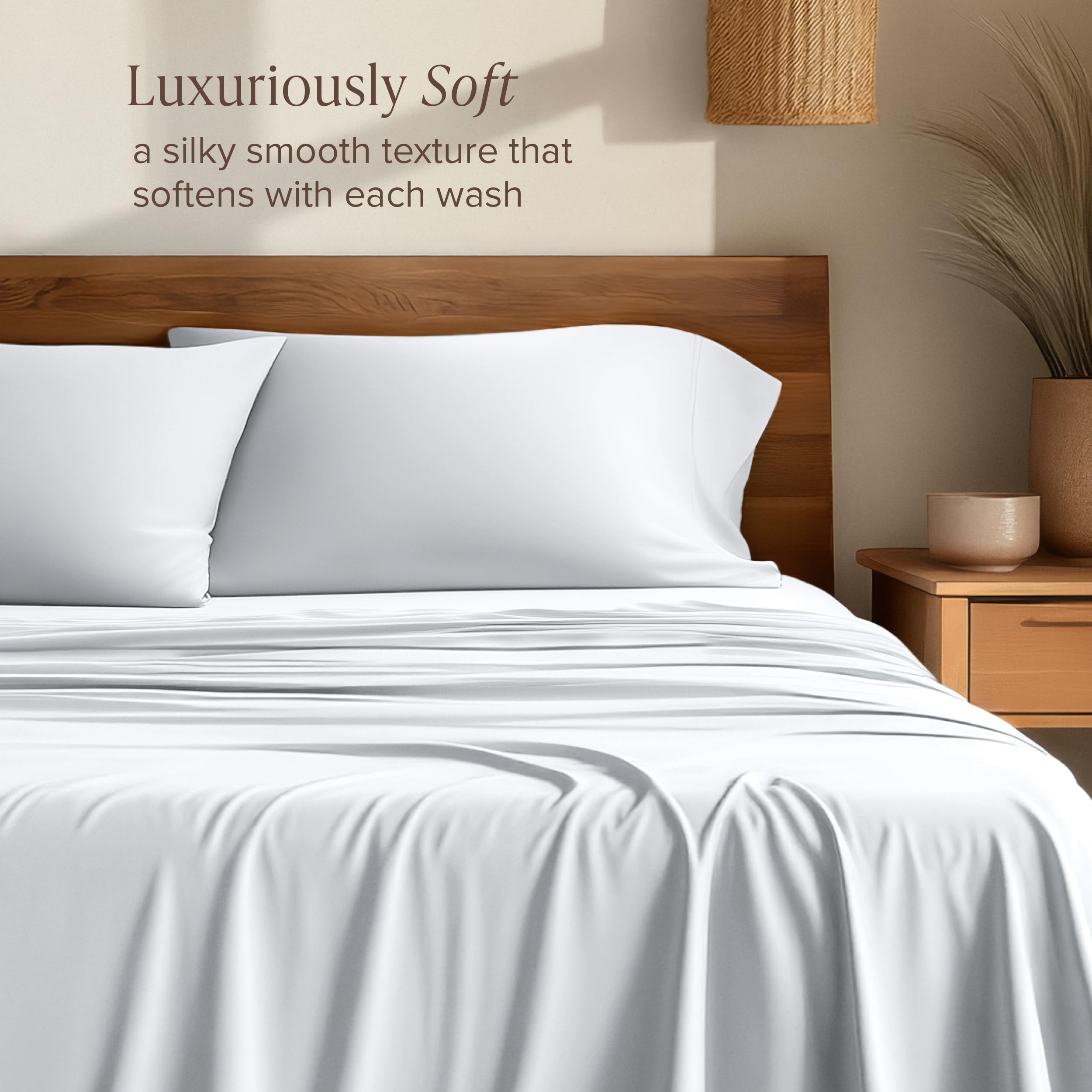 Bare Home 100% Rayon Made from Bamboo Sheet Set (Split King, Light Pink)