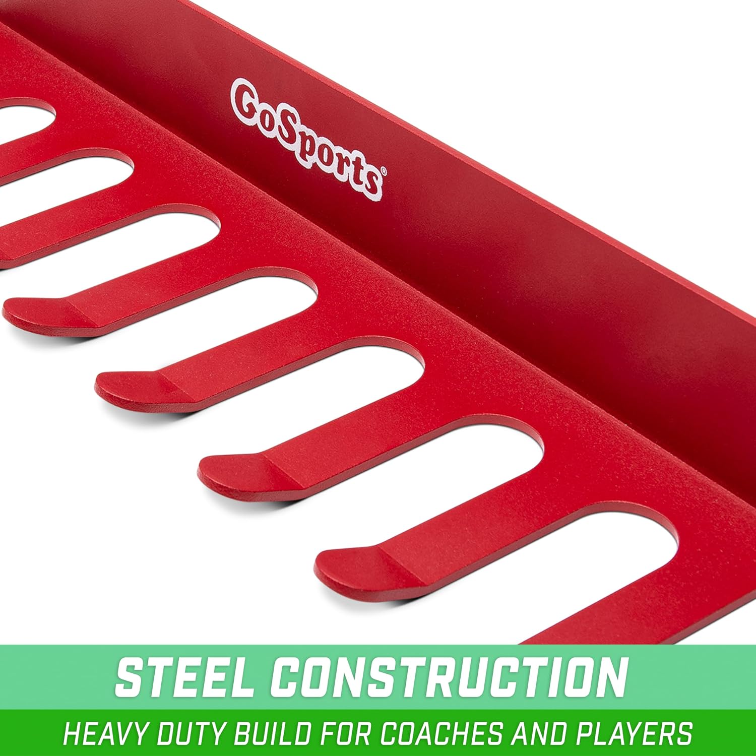 GoSports Baseball & Softball Bat Rack - Holds 16 Bats - Mount on Wall or Clip on Dugout Fence - Red image 5