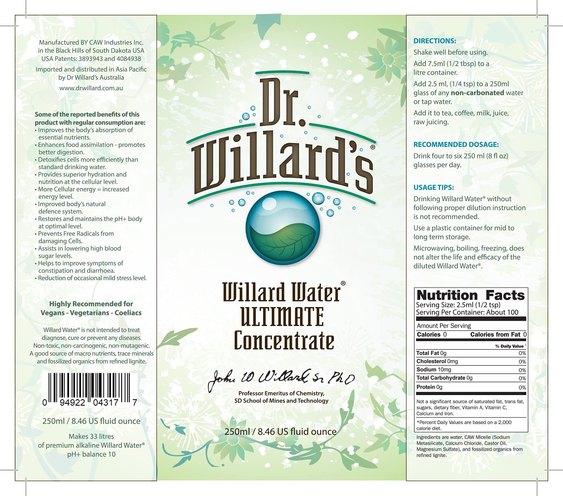 Dr. Willard's Willard Water Ultimate Concentrate 8 oz Buy Online in United Arab Emirates at