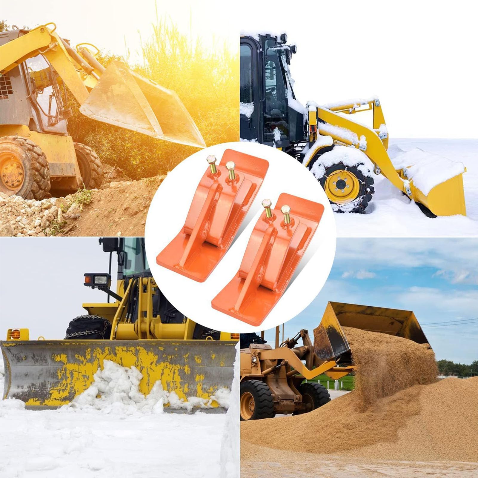 2 Stück Traktor-Eimer-Schutz-Zubehör, Skikantenschutz, Rasentraktor-Aufsätze mit Doppelten Sicherungsmuttern und Schrauben aus Stahl für Traktor-Schneeräumsprinkler