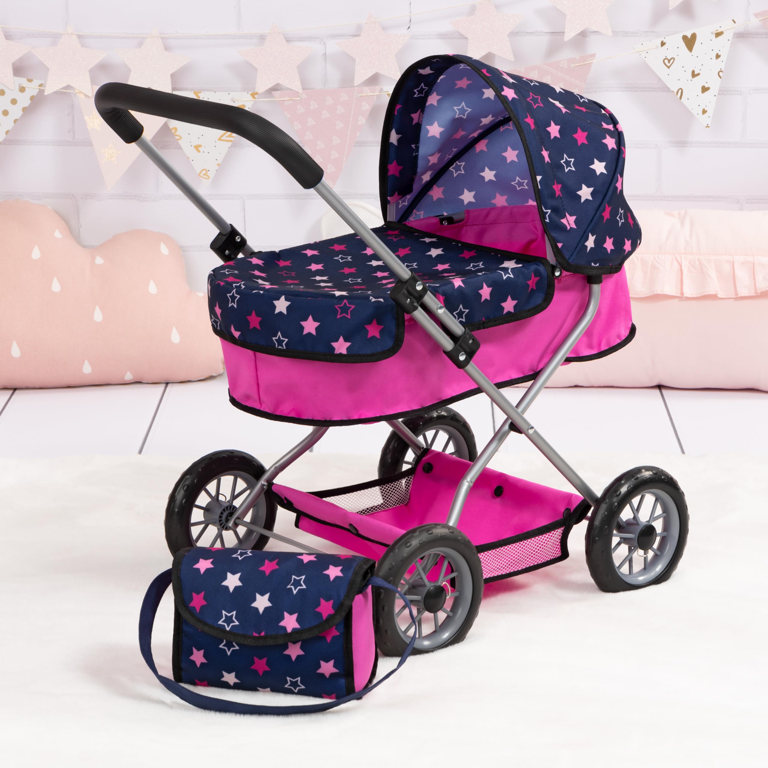 Bayer Design Carrito para muñecas Smarty, Accesorios para muñecas | Carrito para muñecas, accesorios para muñecas, fácil de plegar, con cubiertos de muñeca y bolsa, cesta integrada