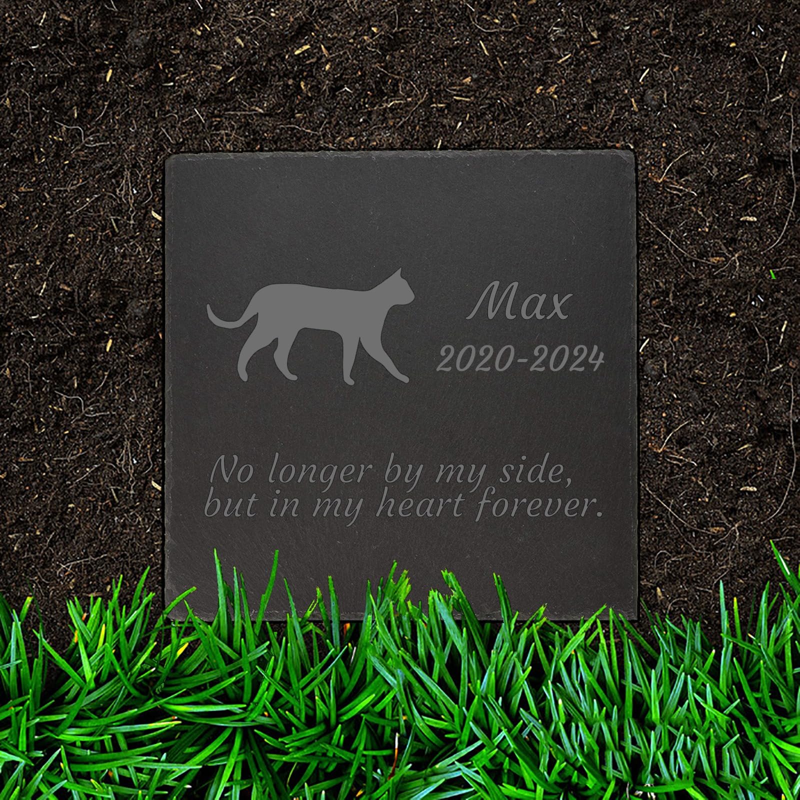 Jodimitty Cat Memorial Plaques Pet Grave Stones Personalised Name & Life Span & Message, Memorial Gift Engraved Plaque for Garden Graves Indoor Outdoor Keepsakes, 10cm/15cm/20cm