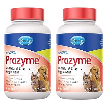 PetAg Prozyme Powder - Digestive Enzymes for Lactose Intolerant Dogs & Cats - All Natural Health Supplement Formula - 85 g - 2 Pack