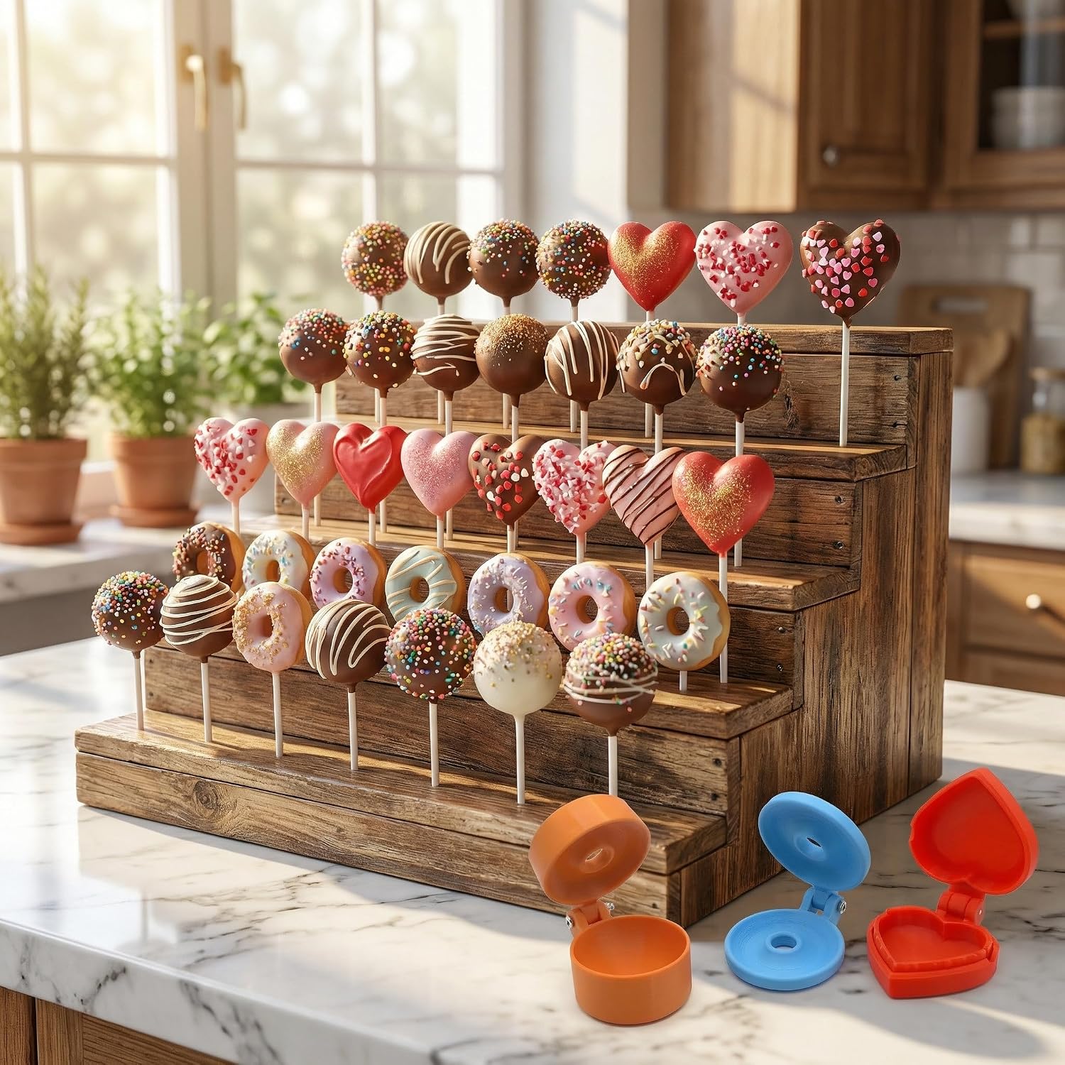 3D Round, Donut and Heart-shaped Cake Pop Mold Press Set - Baking Tool for Perfect Cake Pops, Home Baking, Parties & Wedding Desserts