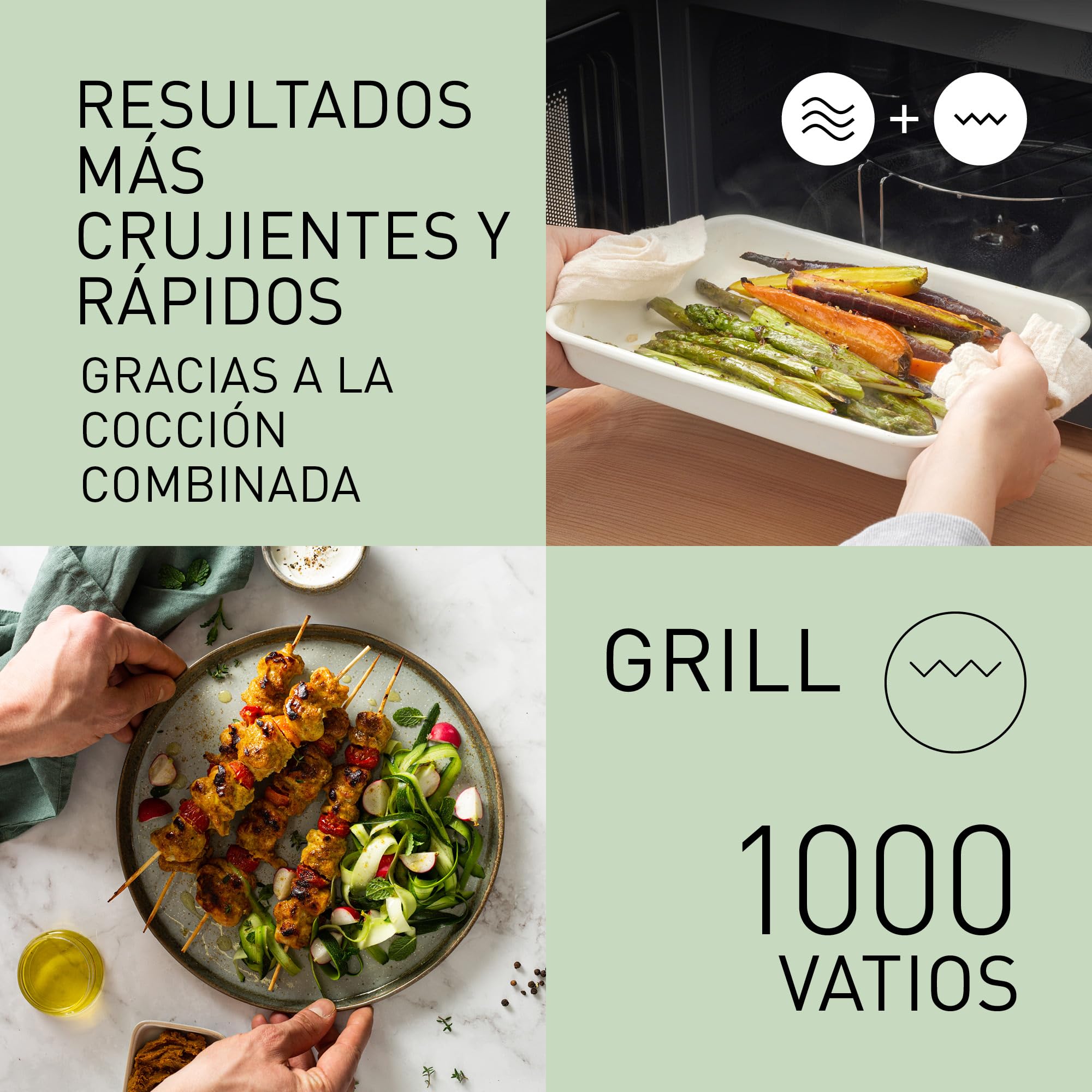 Panasonic NN-GM23QMEPG Horno Microondas Grill de 20 L con Bandeja De Vidrio y Rejilla, 800 W, Grill de 1000 W, Ajuste De Descongelación, Botón Giratorio, Quick 30, Temporizador, Plata