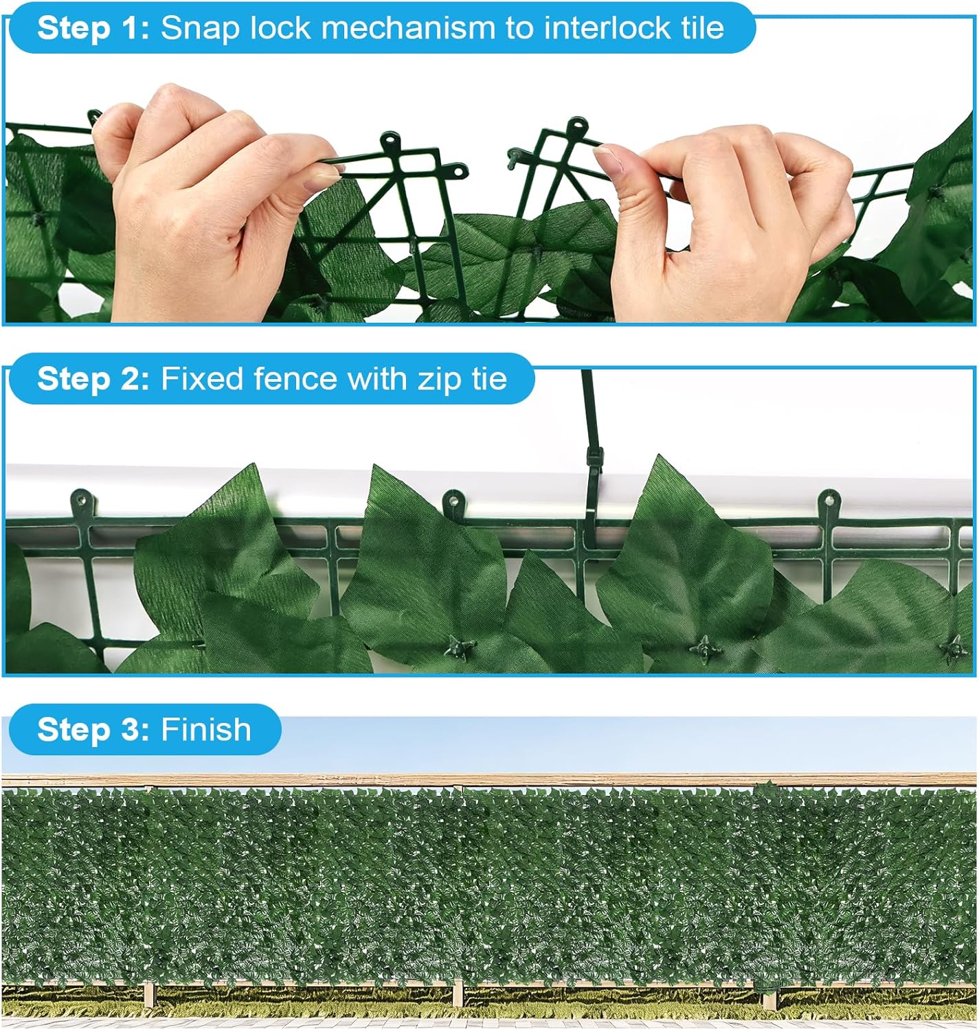 UPGRADE Artificial Ivy Privacy Fence Screen 59 x 118 Inch, Faux Ivy Hedge Wall Panel for Garden, Balcony, Fence & Patio, UV Resistant Decorative Greenery Privacy Screen