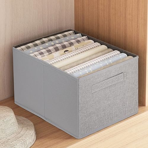 Miniatura 5 de JAKAGO Juego de 4 cubos de almacenamiento de tela rectangulares con asa organizador plegable para ropa toallas juguetes libros contenedor plegable