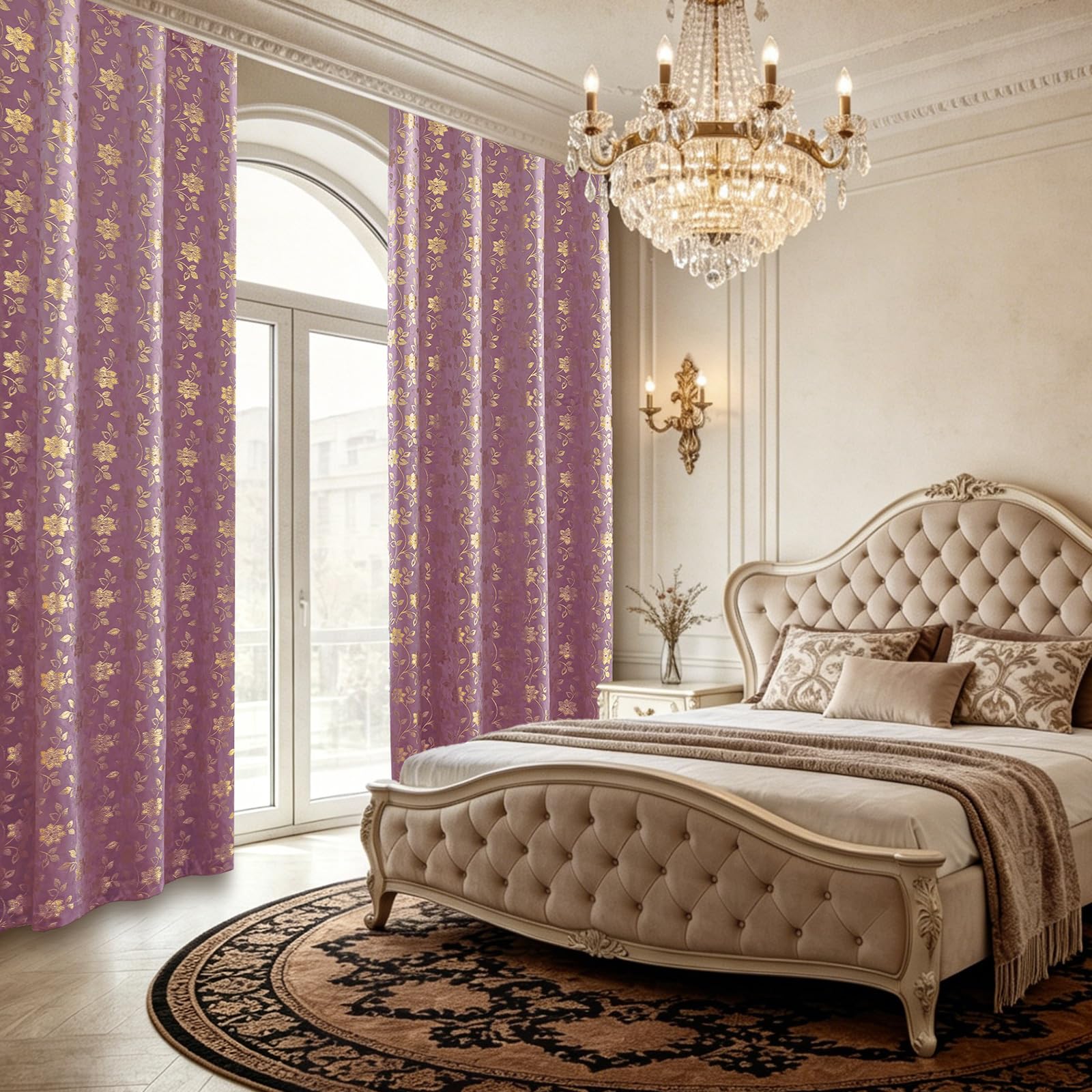 Ystyle Tende Oscuranti per Interni 2 Pezzi, 140x280 CM, Rosa | Tenda Floreale Vintage e Lussuosa, Tende Termiche Isolanti per Interni, Tdeali per Camera da Letto e Soggiorno