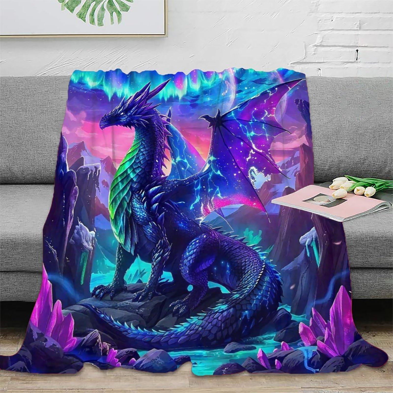 Ptérosaure couverture imprimée 3D plaid canapé doux pour soirées cocooning en famille