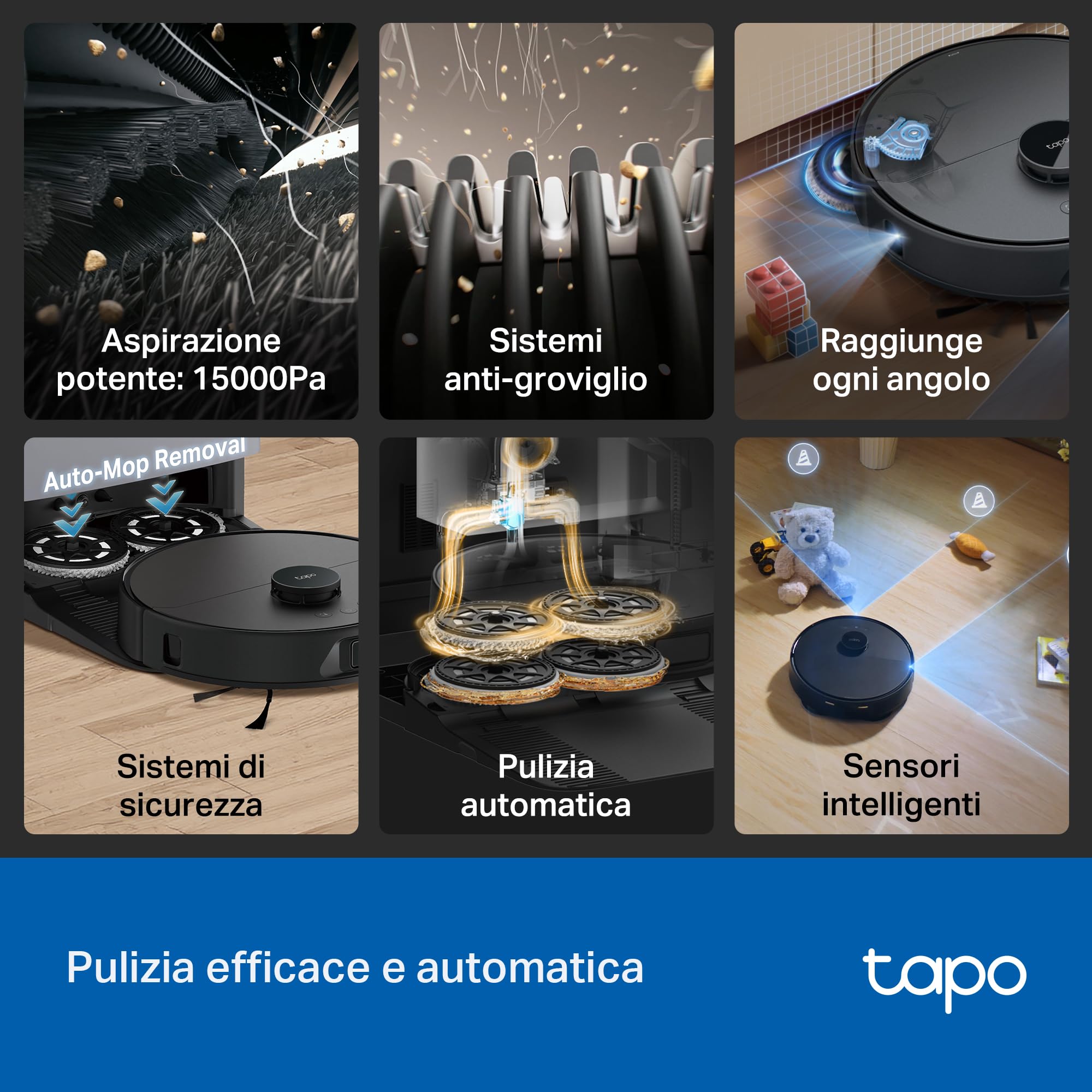 Tapo RVA310 – 6 Panni Mop Lavabili E Riutilizzabili Per Robot Aspirapolvere Tapo RV50 Pro Omni E RV50 Omni