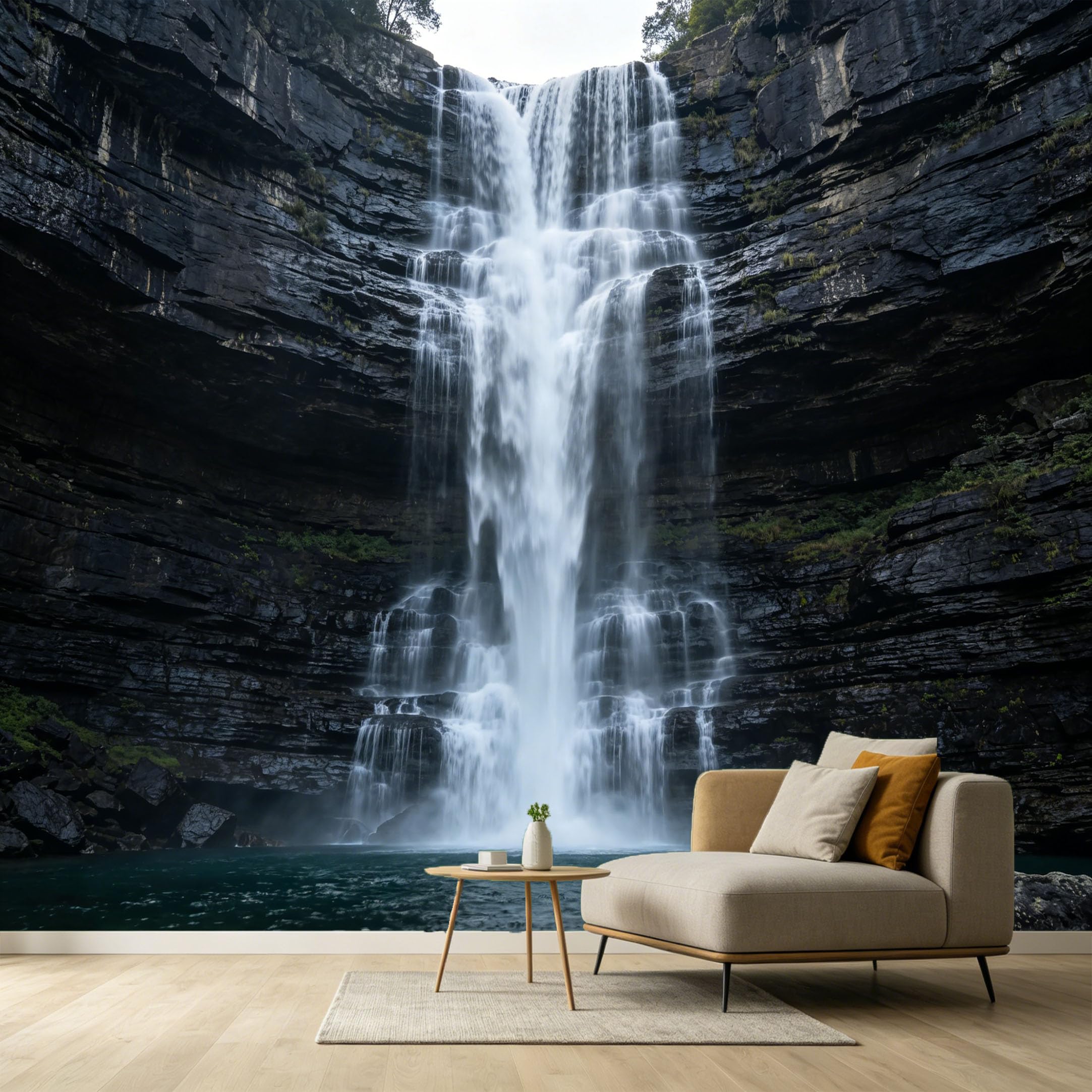 Custom Size Wall Murals Waterfall Landscape Mountain Lake SelfAdhesive Wall Fabric Removable Large Wallpaper for Photo Living Room Modern Nature Scenery Decor 170