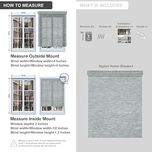Miniatura 6 de Boolegon Persianas enrollables con filtro de luz para ventanas, inalámbricas, tela con aislamiento térmico, protección UV, persianas para el hogar,