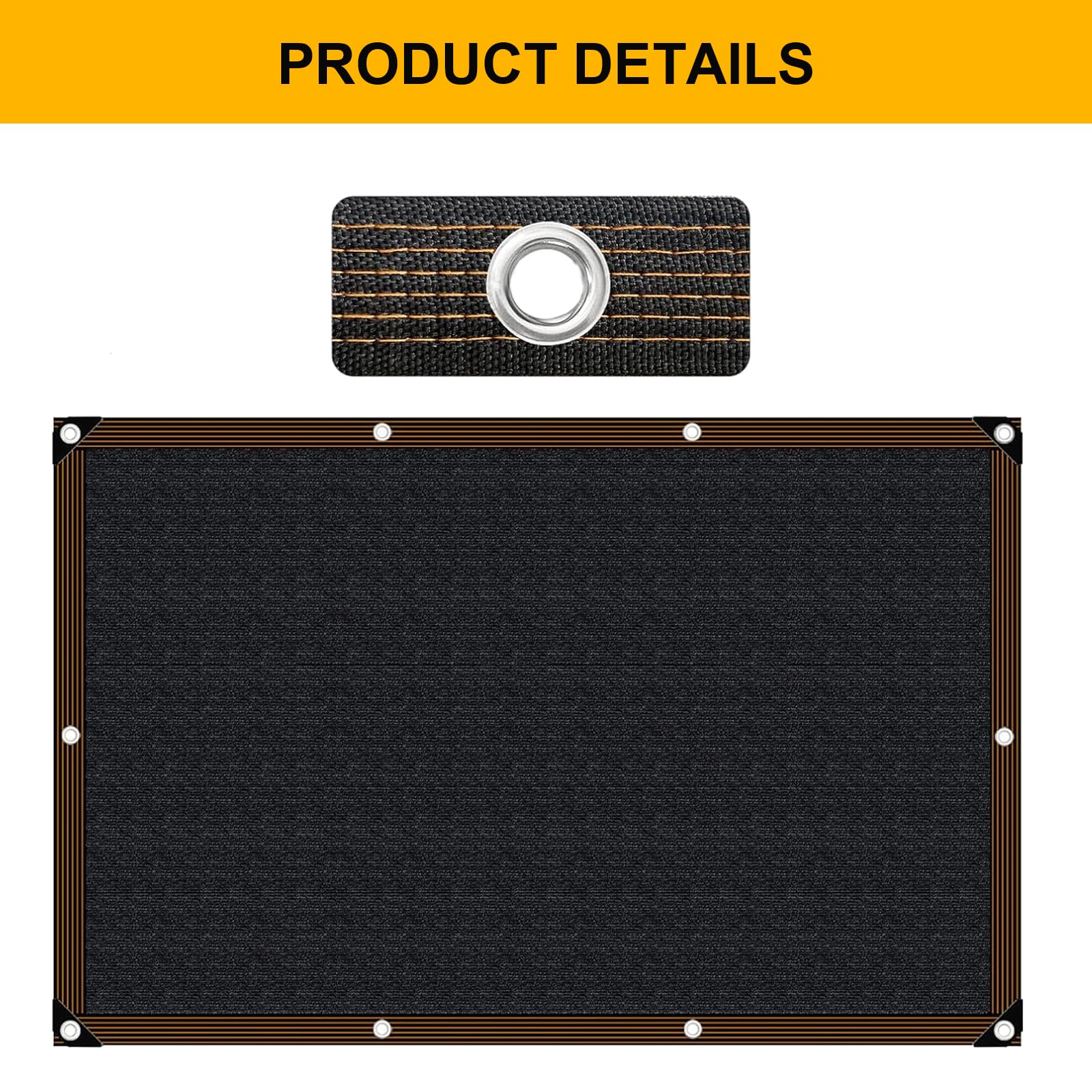 Malla De Sombra con Ojales, Red De Sombra para Jardín, Lona De Malla De Sombra para Patio, Toldo para Balcón, Protección Térmica para Coche, 70-90% De Sombreado (6x6m)