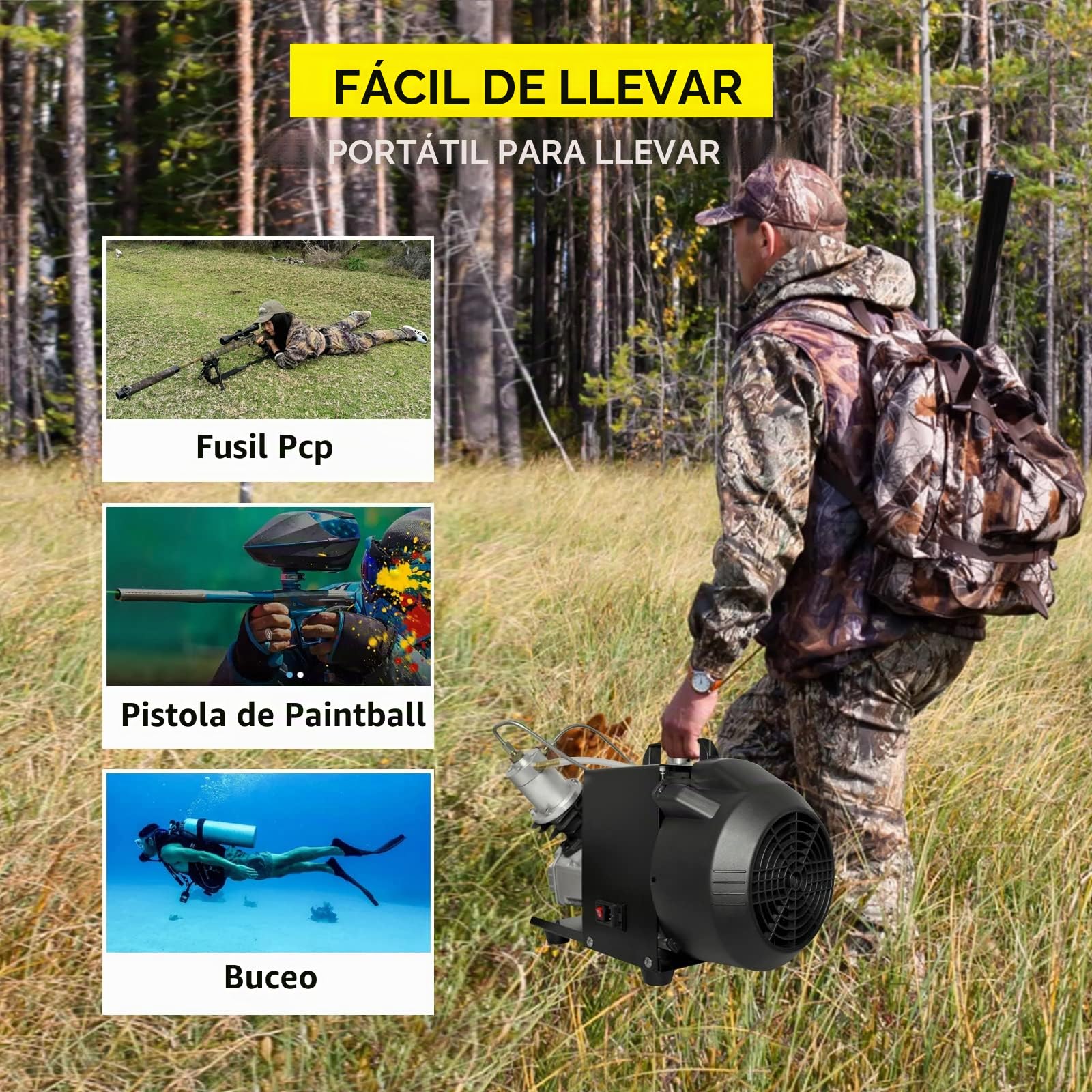TUXING Compresor de aire PCP 300Bar,Compresor de buceo de doble cilindro,Bomba compresora de aire de alta presión para Paintball Tanque de buceo 220V (TXEDM041)