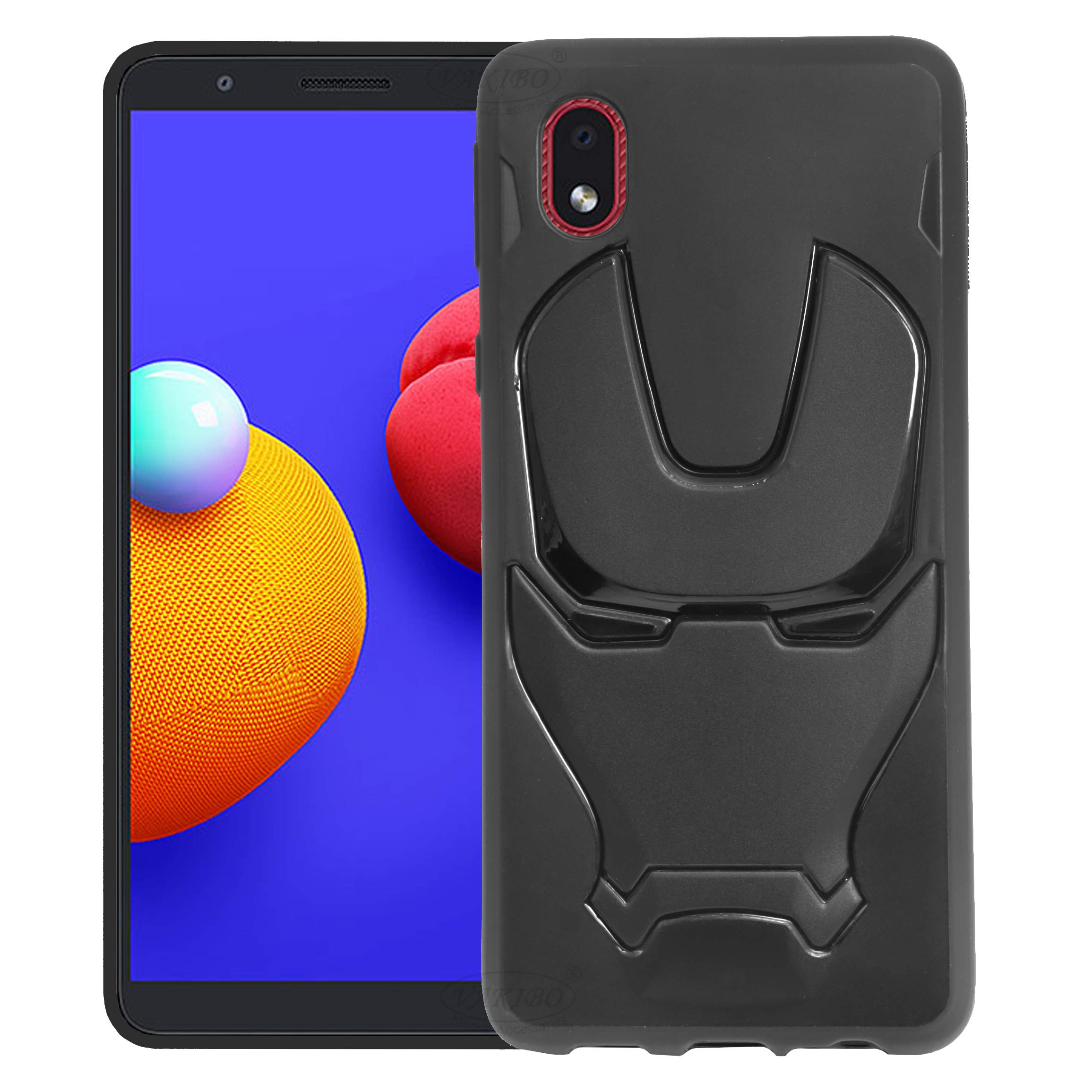 VAKIBO3D Mask Iron Man Avenger Series Premium Shockproof Design Black Soft Silicon TPU Back Cover Case Suitable for Samsung Galaxy M01 Core