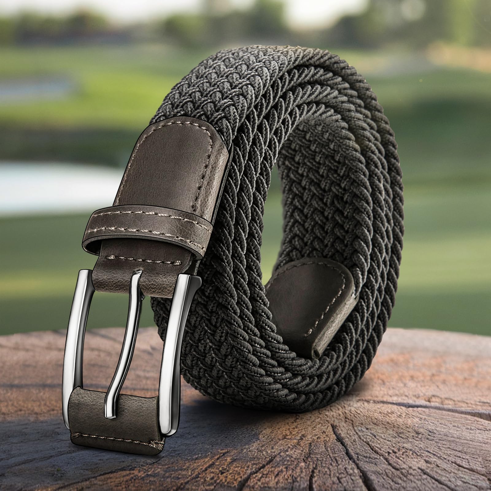 Stretch Belt Men,Mens Gift Woven Braided Web Belt 1 3/8 for Golf Casual Pants Shirts Jeans