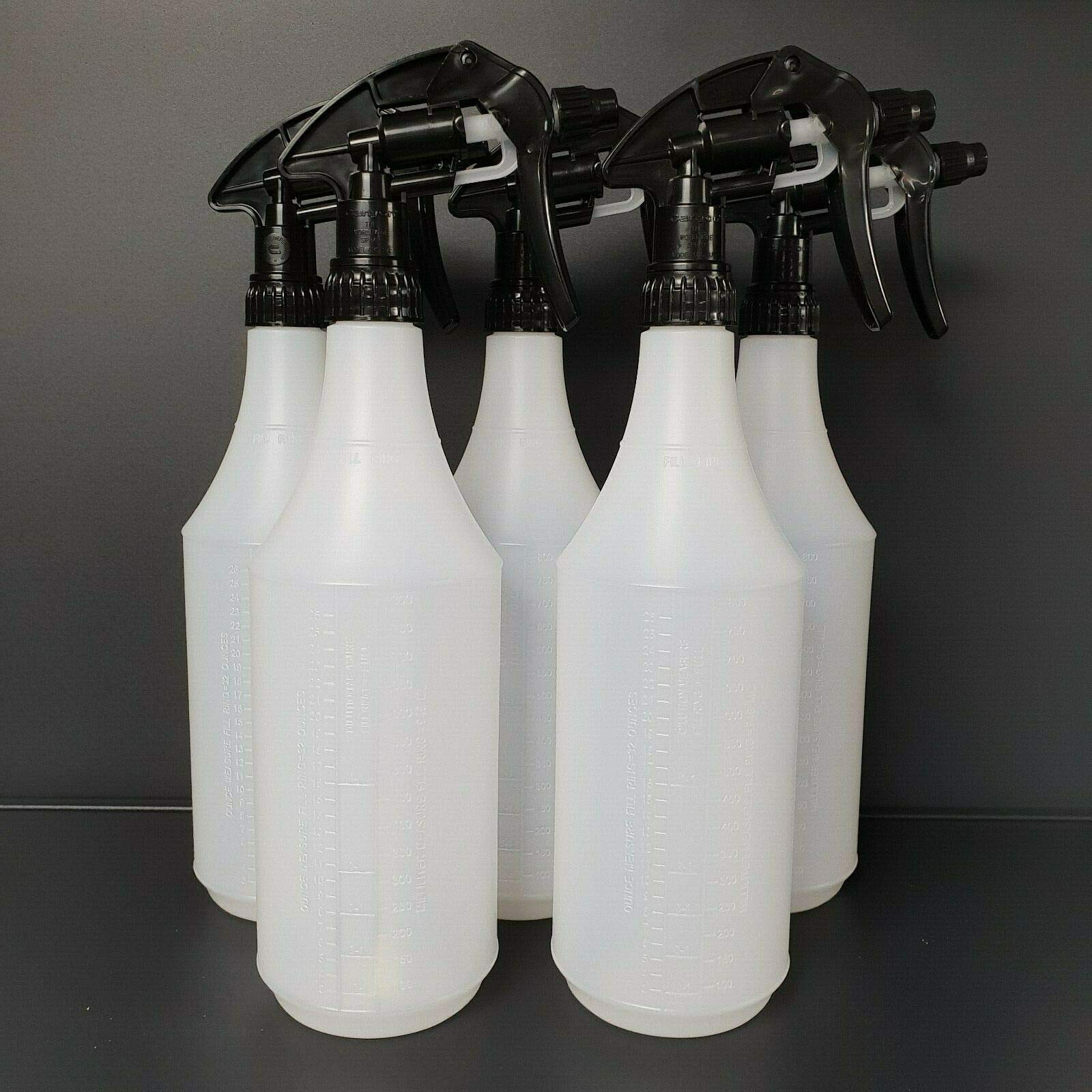 DetailedOnline5 x Elite Trigger Spray Bottles 750ml, Chemical Resistant With Dilution Ratios