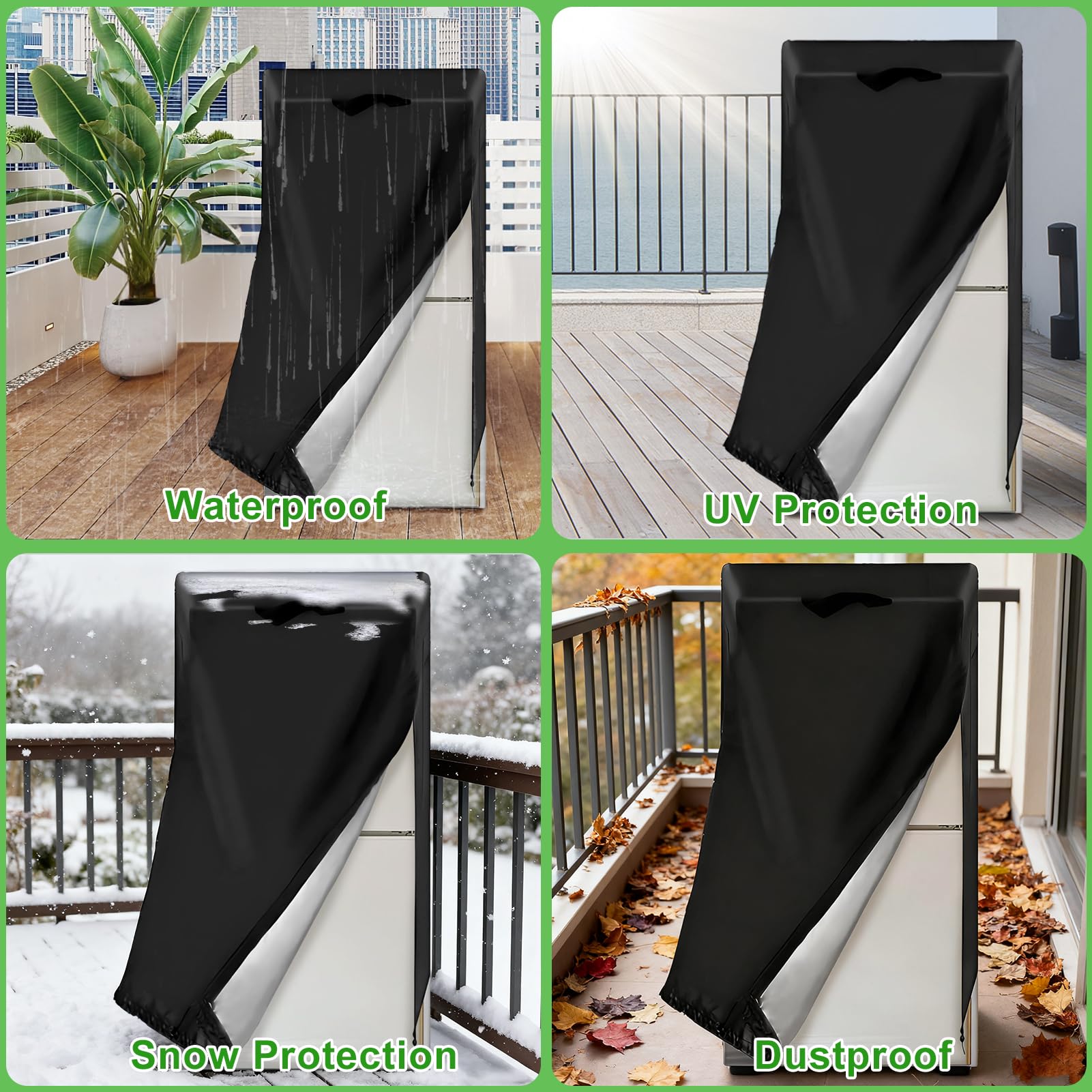 Cubiertas para refrigerador, impermeables, a prueba de polvo, cubierta vertical para refrigeradores, cubierta de tela 210D, protector de nevera vertical (61 x 61 x 190 cm)