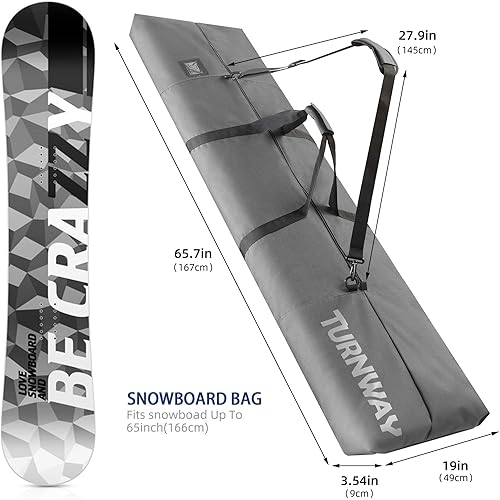 Miniatura 8 de TurnWay Bolsa de snowboard  Almacena y transporta snowboard de hasta 65.0in y extras  Impermeable - para hombres, mujeres y jóvenes