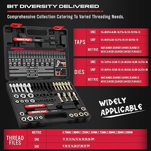 Miniatura 4 de Thread Repair Thread Chaser Tool Set - 49PCS Thread Cleaner Rethreading Master Kit Metric SAE Bolt Restorer File Nut Rethreader Automotive Wheel