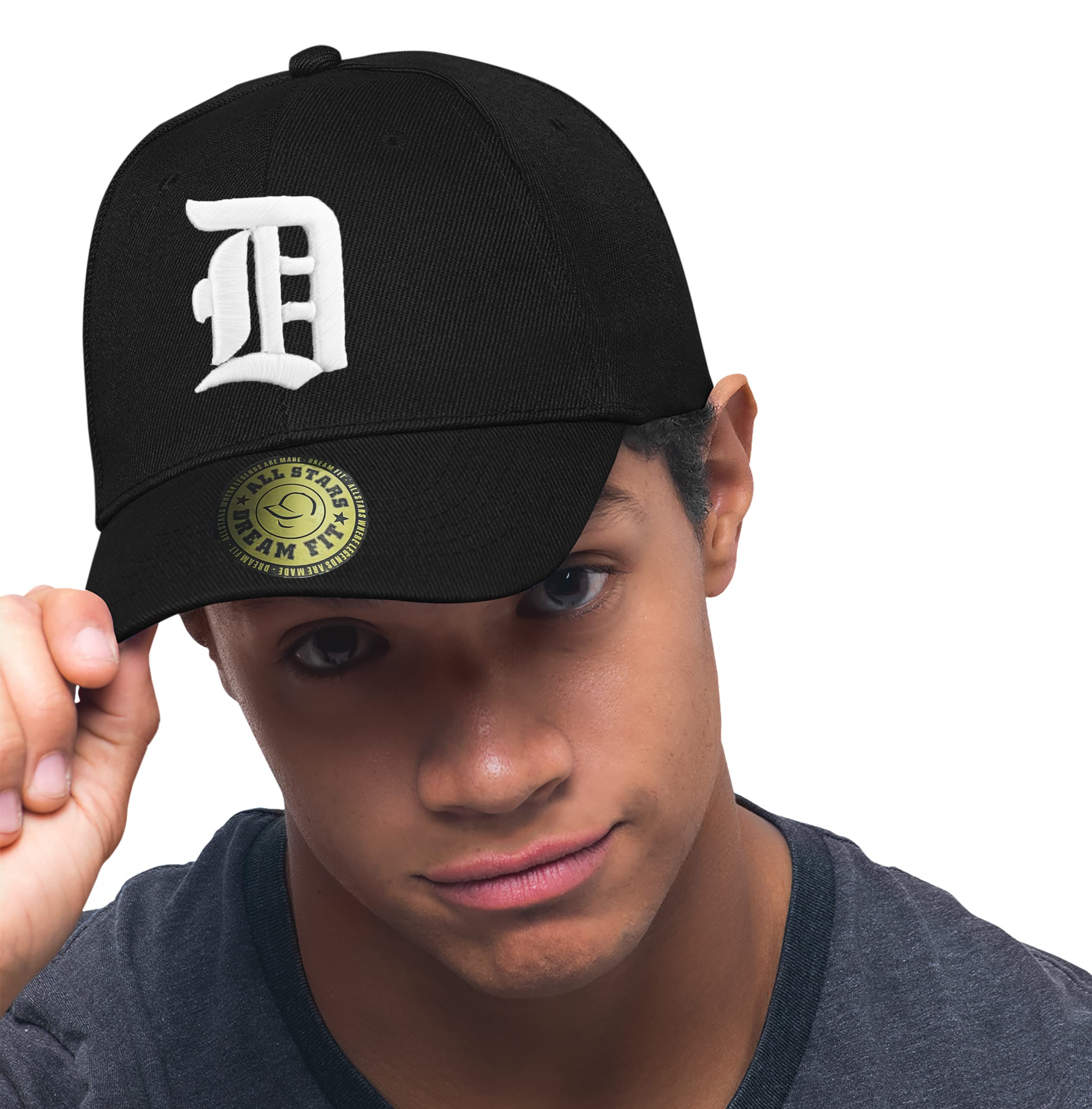 Morefaz Men's D New Baseball Snap Back Cap Gothic Letter A-Z Embroidere Uk Trucker Hat Caps Snapback (D)
