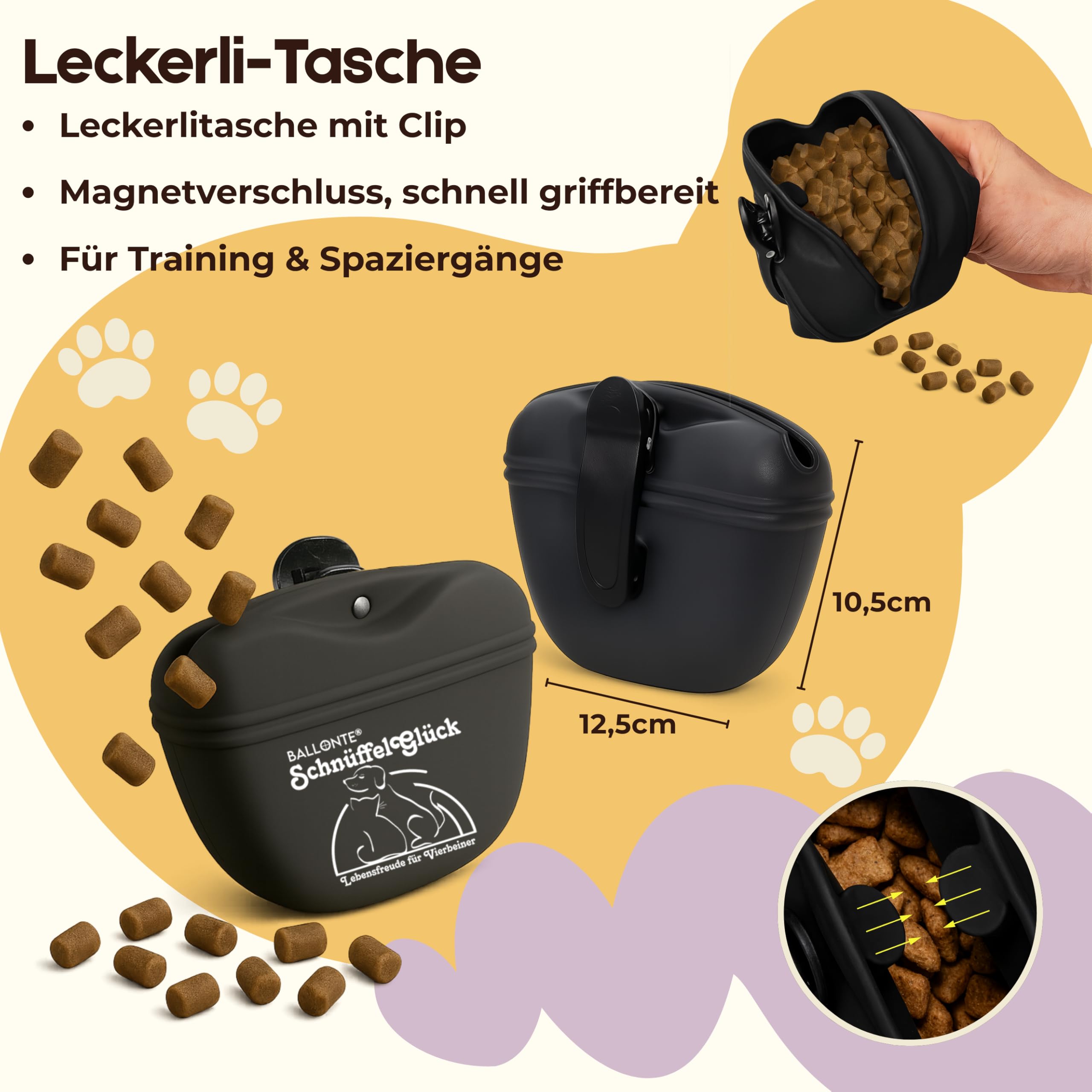 Schnüffelteppich Hund – Hundespielzeug 2-in-1 Set mit Leckerli-Beutel – Schnüffelmatte Beschäftigung für kleine & große Hunde & Welpen – Intelligenzspielzeug Nasenarbeit, rutschfest & waschbar