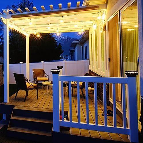 Miniatura 5 de Dynaming Paquete de 8 luces solares para postes de poste de exteriores, luces solares decorativas para exteriores, tapas de carcasa negra, para