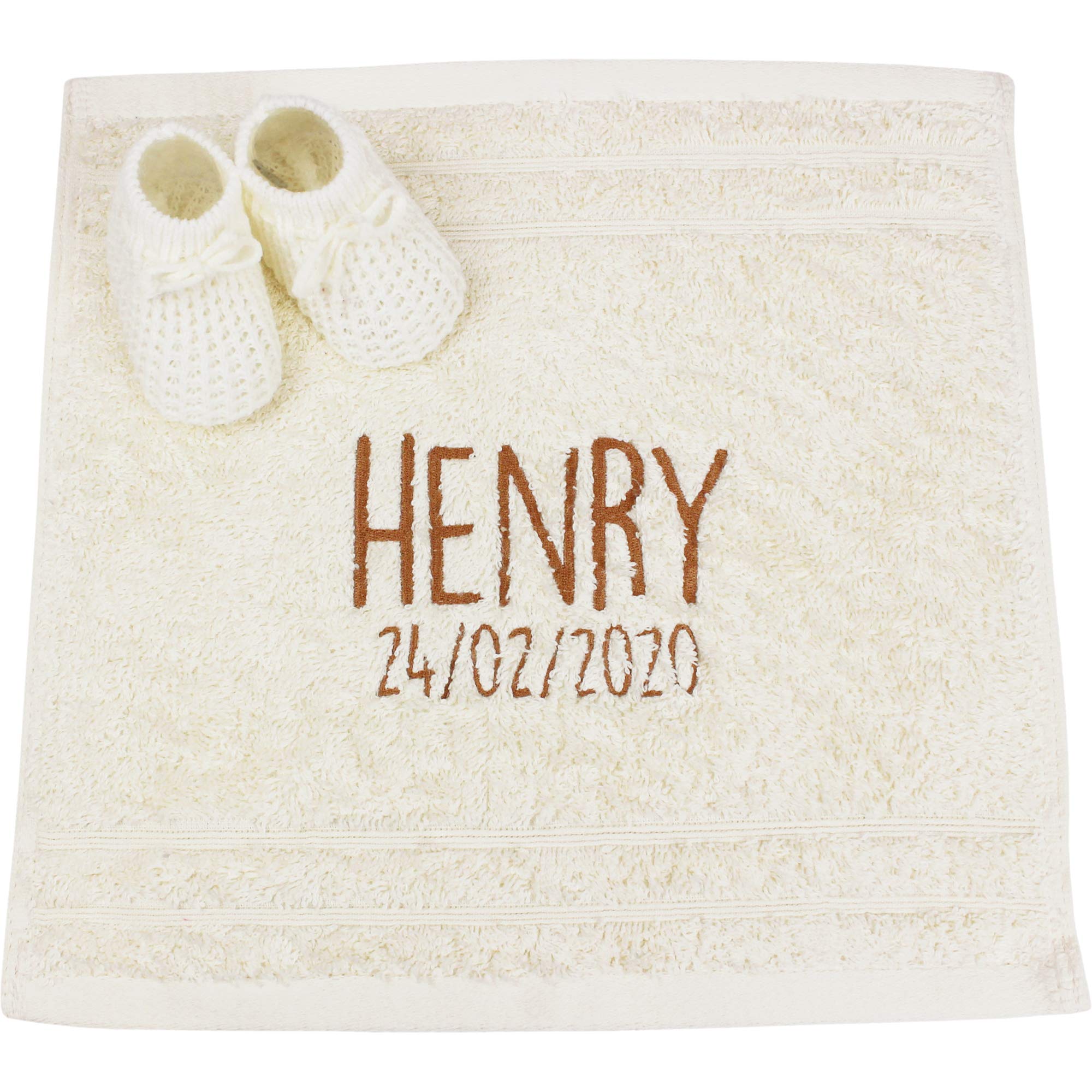 TeddyTs Personalised Baby Face Towel and Knitted Socks Gift Set