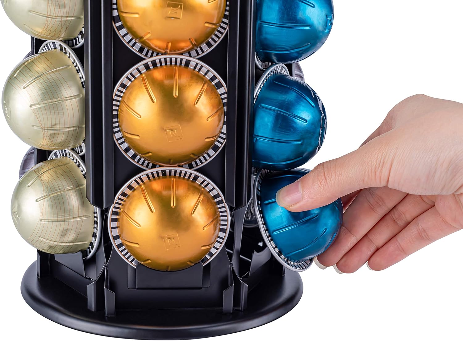 Coffee Vertuo Pod Holder Carousel Stand for Nespresso Vertuo Capsule Storage Organizer with Extra Space for Coffee Mate Silent Rolling (Vertuo 80+ Pod Storage) : Home & Kitchen