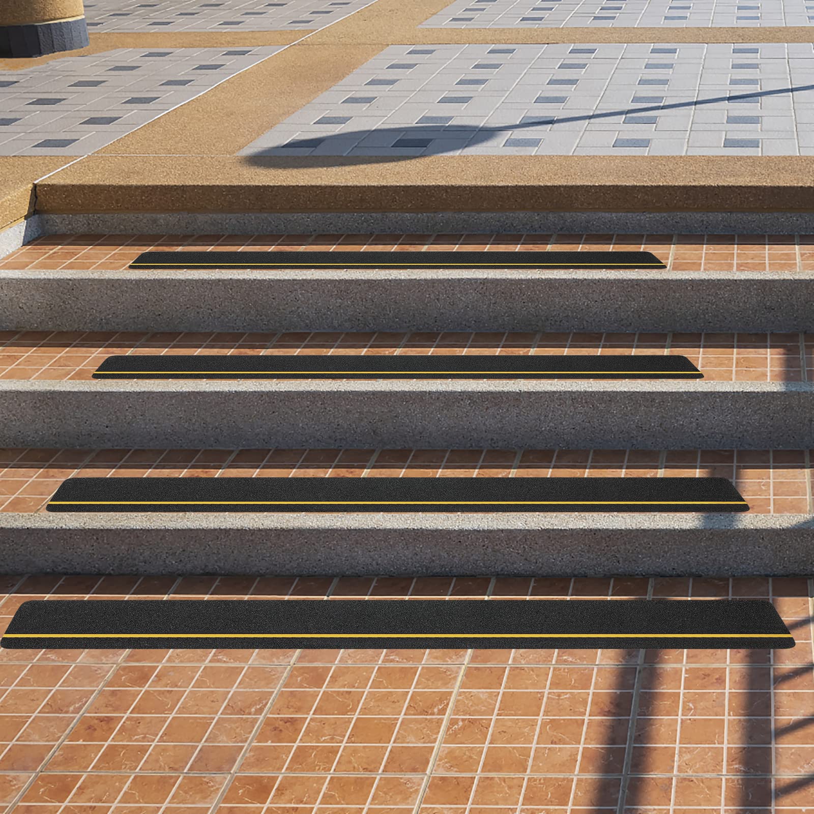 10 x 10,2 x 76,2 cm wasserdichte rutschfeste Streifen mit gelben Reflektorstreifen für Treppenstufen