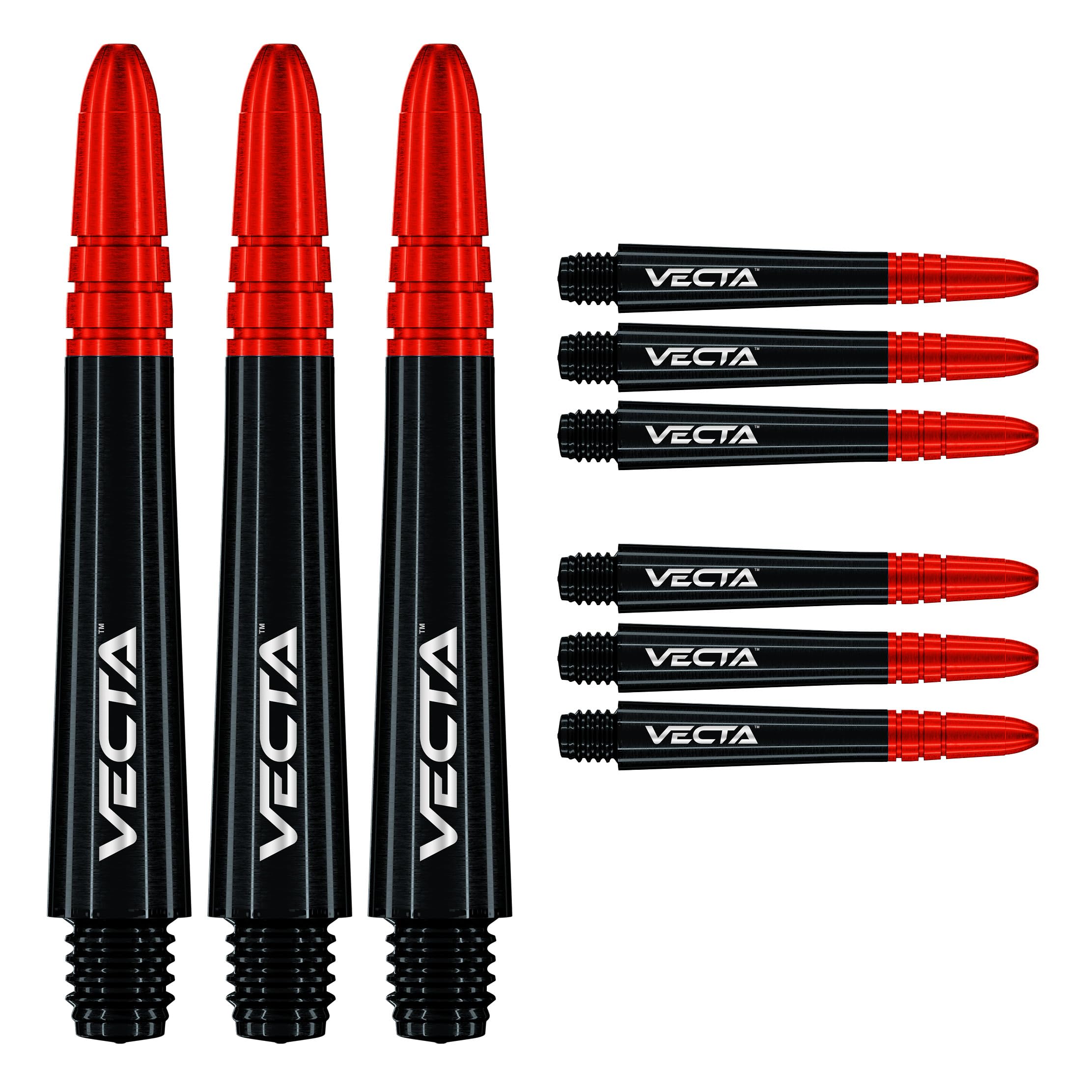 WINMAU Dart Shaft - Vecta Blade360 Polycarbonate Dart Stems - 1 Set per pack (3 darts Shafts in total) - Professional Darts Accessories - Black & Red Intermediate Shafts
