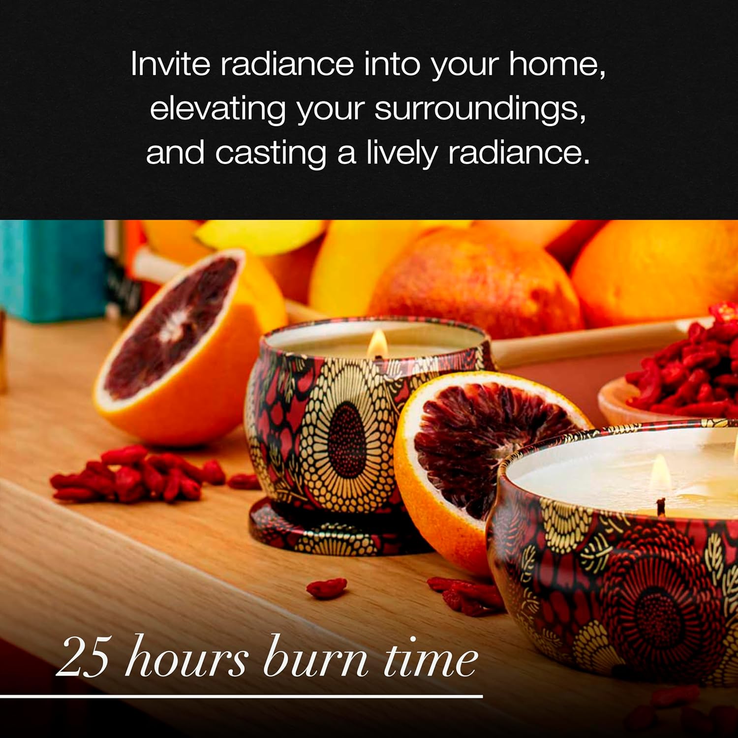 Voluspa Goji Tarocco Orange, Mini Tin Candle, 4 oz, 25 Hour Burn Time, Coconut Wax for Clean Burning, Handcrafted in the USA - Image 5