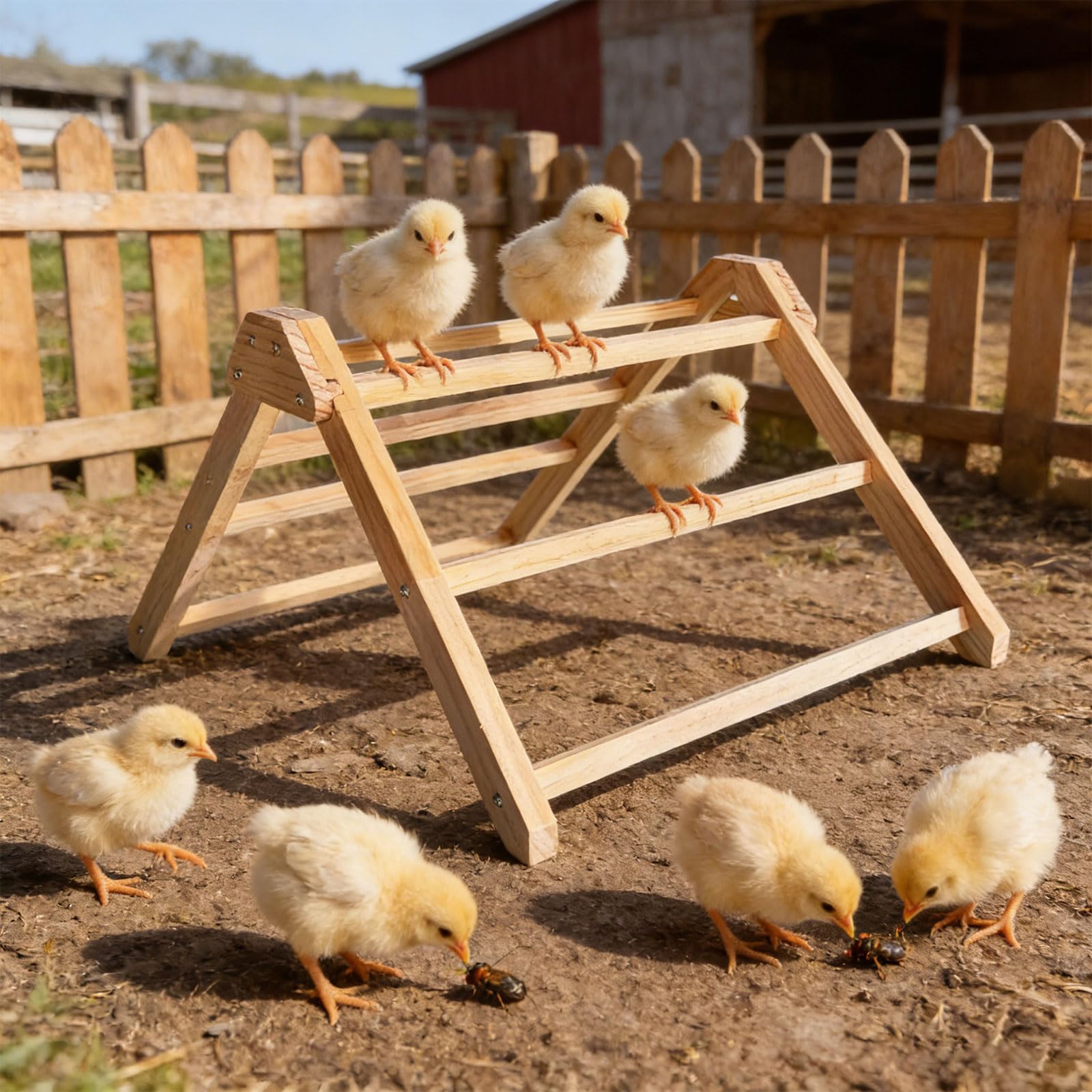 Percha de madera de pino natural para aves de corral con antideslizante, adecuada para pollos, codornices y palomas, configuración simple, soporte antideslizante
