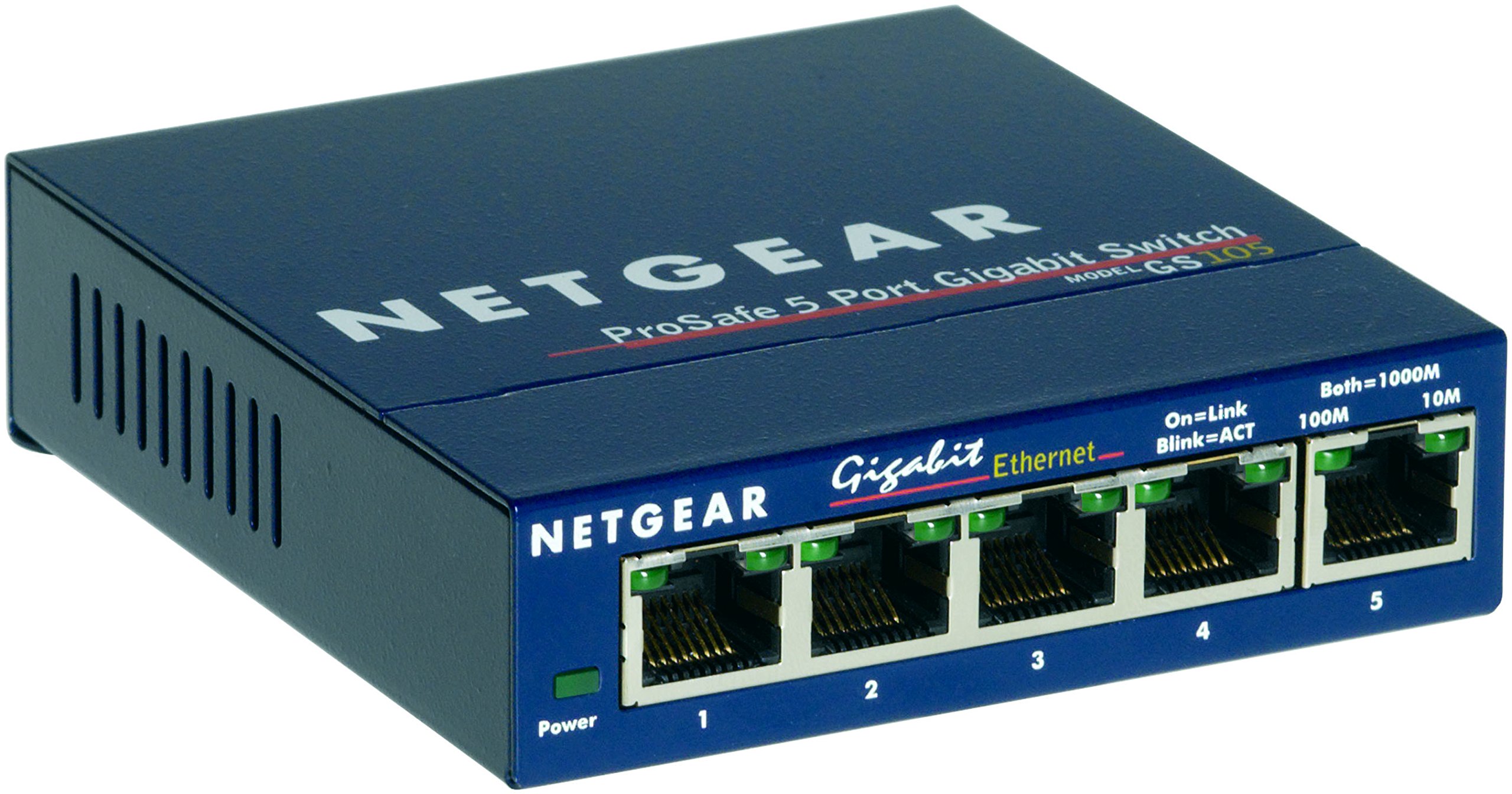 NETGEAR 5 Port Network Switch (GS105) | Unmanaged Gigabit Switch | Ethernet Splitter | Ethernet Hub | Desktop or Wall Mount