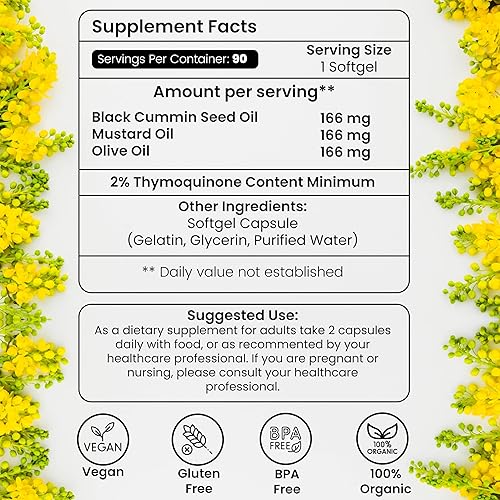 Miniatura 2 de HERBOGANIC Cápsulas blandas de aceite negro prensado en frío mezcladas con otros productos herbarios, apoya el bienestar general y la inmunidad