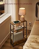 VASAGLE Small Side Table with Charging Function, Small Coffee Table, 3 Shelves, Magazine Holder, for Living Room, Bedroom, Study, Vintage Brown Ink Black LET335K02 - 3