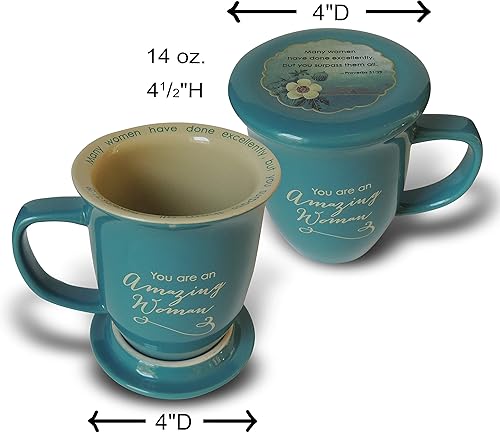 Miniatura 6 de Abbey Gift Amazing Woman - Juego de tazas y posavasos de cerámica, multicolor, "4 1⁄2 x 10 1⁄8 x 1"" (56876T)